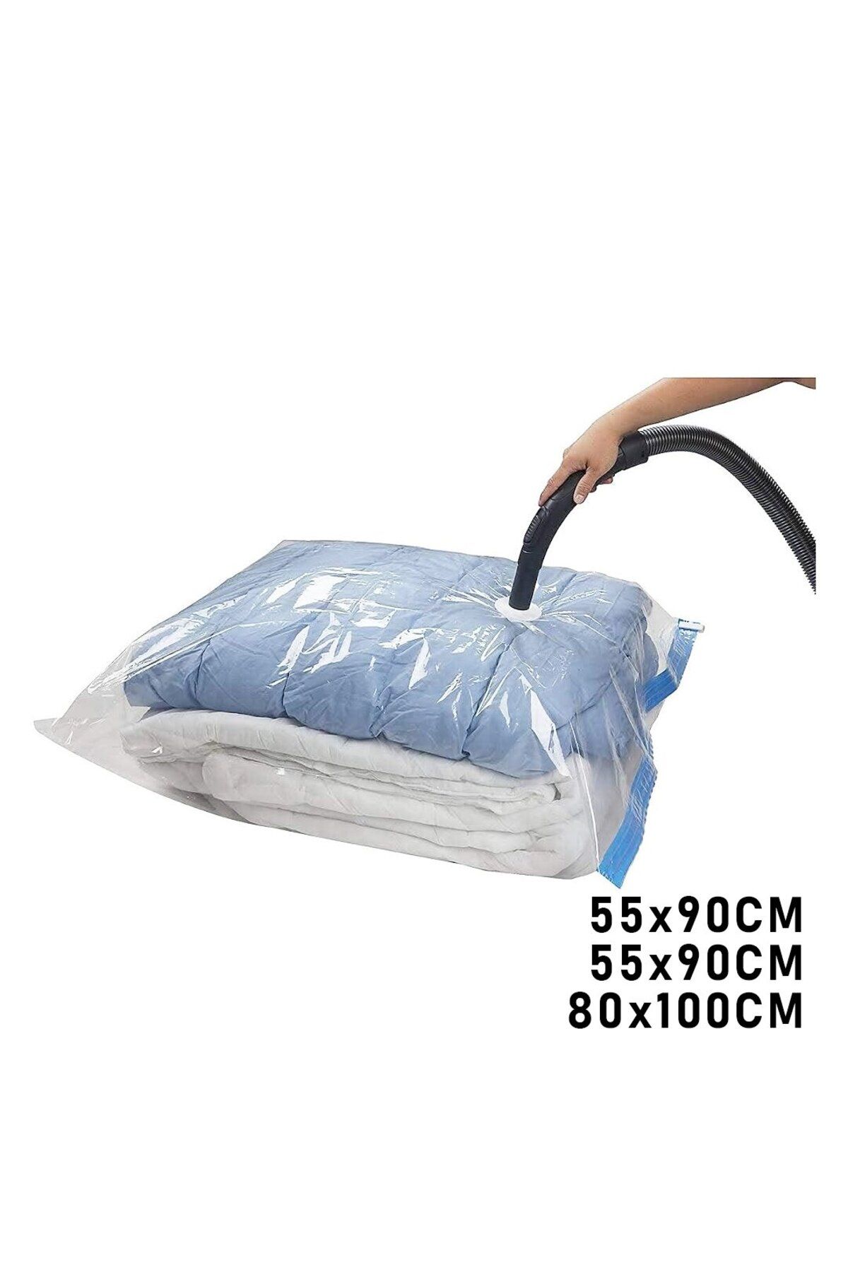Mu Art Ahşap 3Lü Set Vakumlu Poşet Hurç 2 Adet Xl= 55X90Cm + 1Adet Xxl= 80X100Cm %75 Yer Tasarrufu (5175)