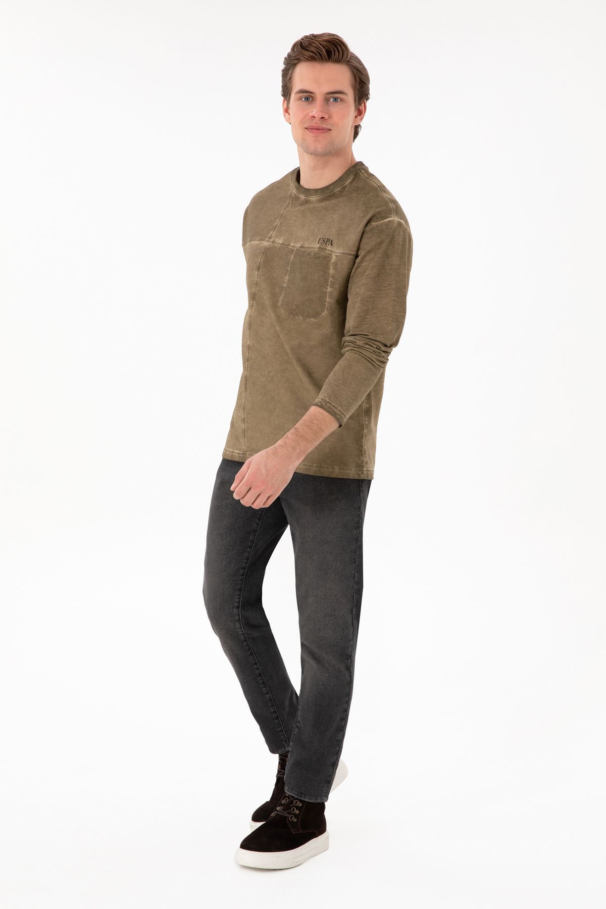 U.S. Polo Assn.-Ανδρικό φούτερ Χακί 50292597-VR027 4
