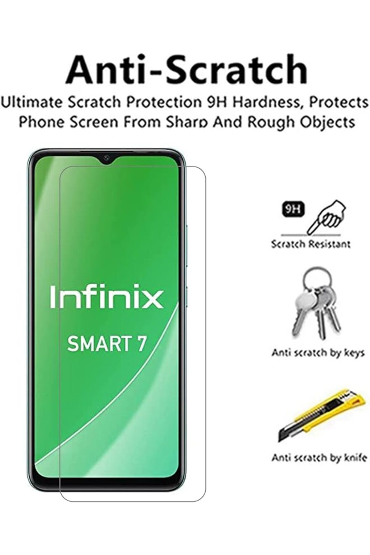 erorex-1+2 قطعة غطاء حماية وواقي شاشة متوافق مع هاتف Infinix Smart 7 مصنوع من الزجاج المقوى الناعم 5