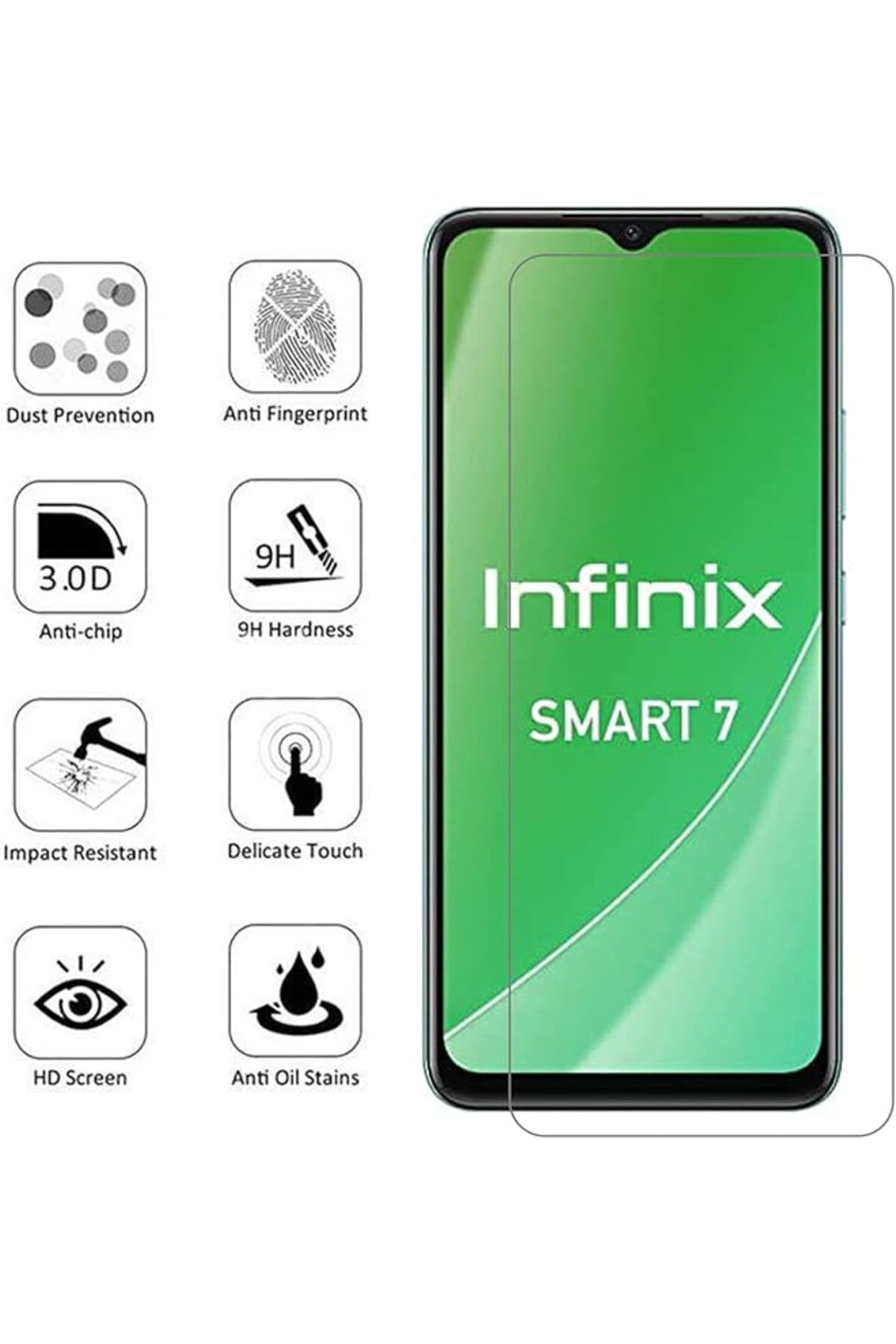 erorex-1+2 قطعة غطاء حماية وواقي شاشة متوافق مع هاتف Infinix Smart 7 مصنوع من الزجاج المقوى الناعم 6