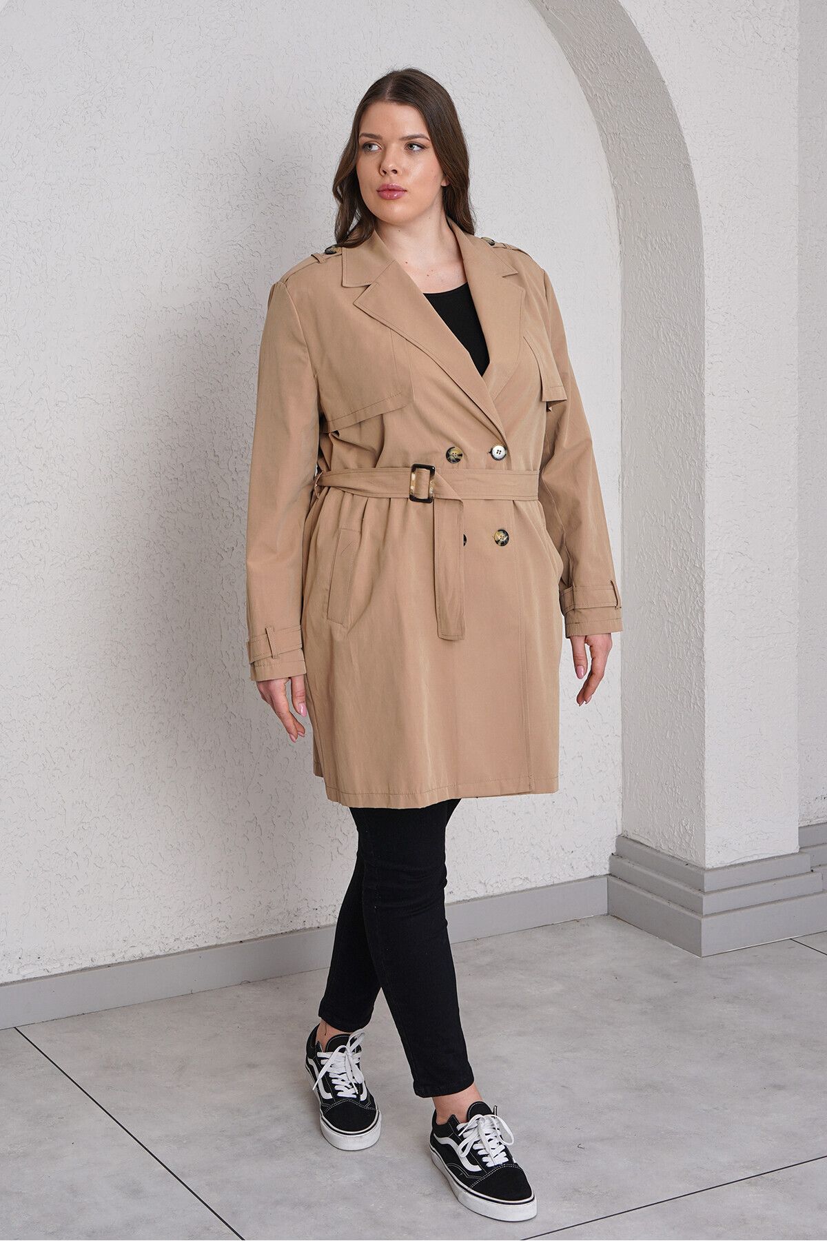 Büyük Moda-Cotton Short Trench Coat 3