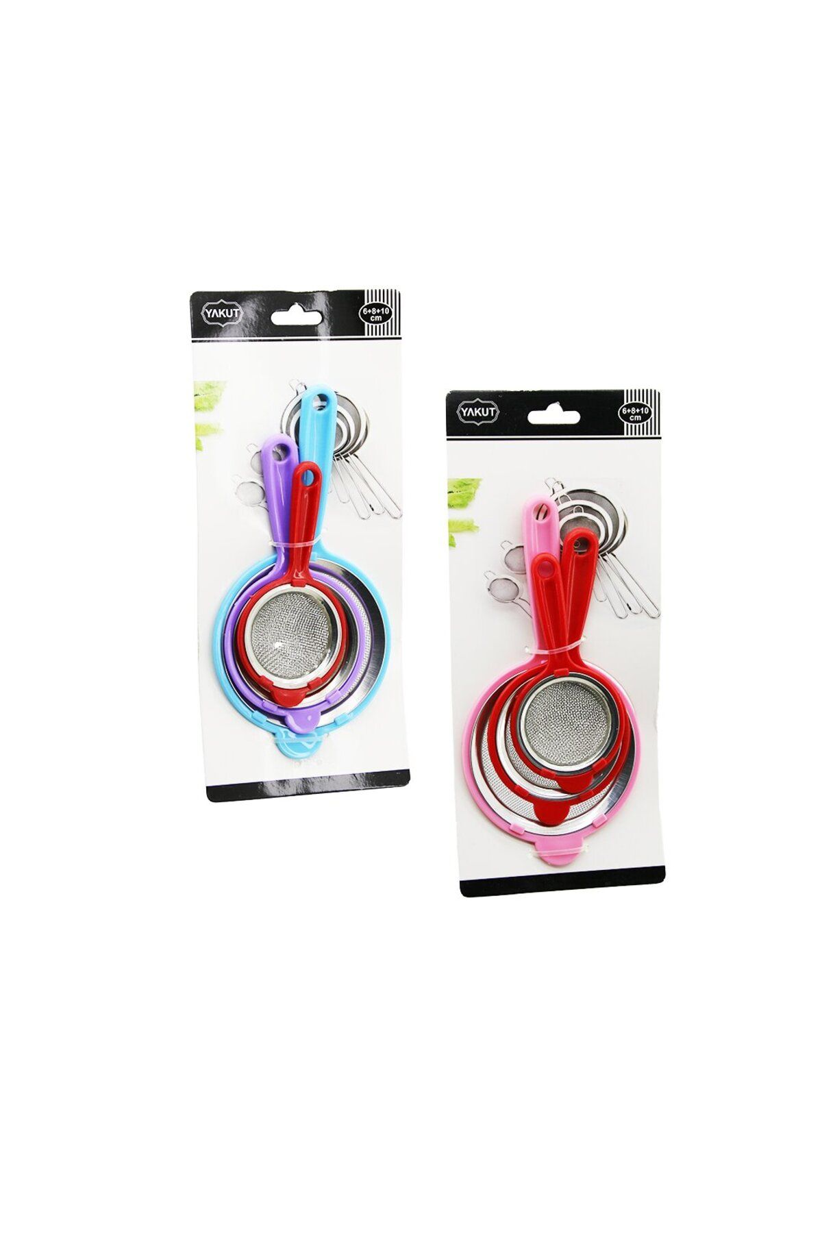 Go İthalat 3PCS SET MİNİ= 6CM-8CM-10CM TEL SÜZGEÇ RENKLİ PLASTİK SAP - ÇERÇEVE (4401)