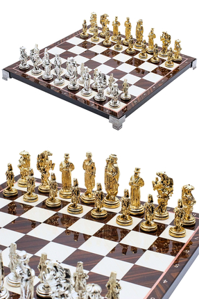 Cooper Chess Osmanlı Yeniçeri Figürlü 30cm Ceviz Desenli Metal Satranç Takımı...