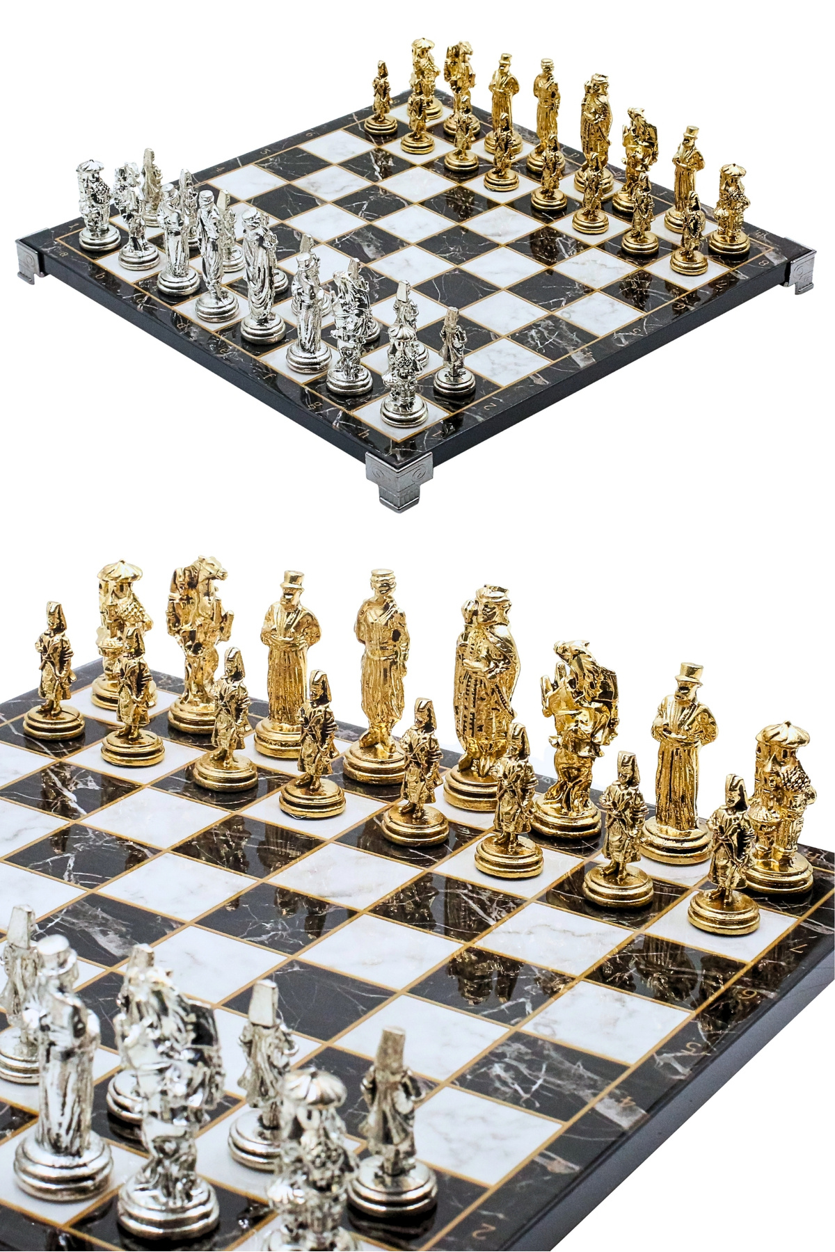七宝船 シークレット 3枚セット Cooper Chess Osmanlı Yeniçeri Figürlü 30cm Mermer Desenli Metal