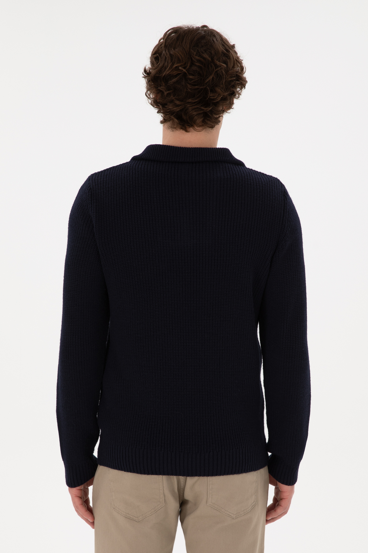 U.S. Polo Assn. Erkek Regular Fit Yarım Fermuarlı Lacivert Kazak 50297047-VR033 görsel 5