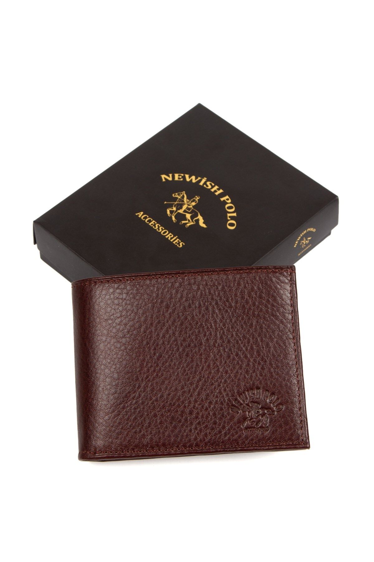 کیف پول مردانه چرمی واقعی و کارت مقدس قهوه ای Newish Polo