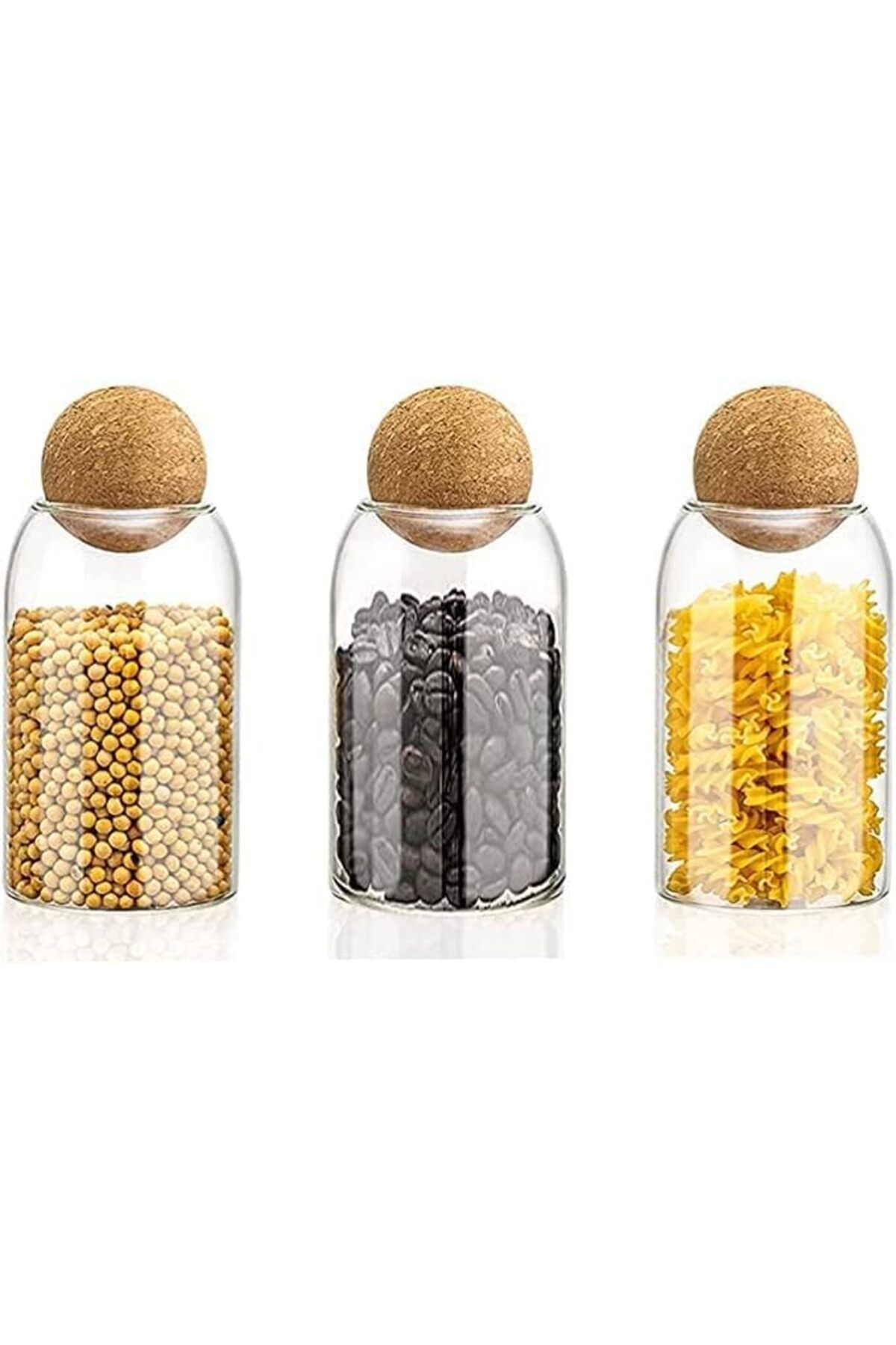 AKDC-Glass Food Storage Canister with Airtight Cork Lid [800ml/27Oz], Set of 3 for Kitchen Pantry 1