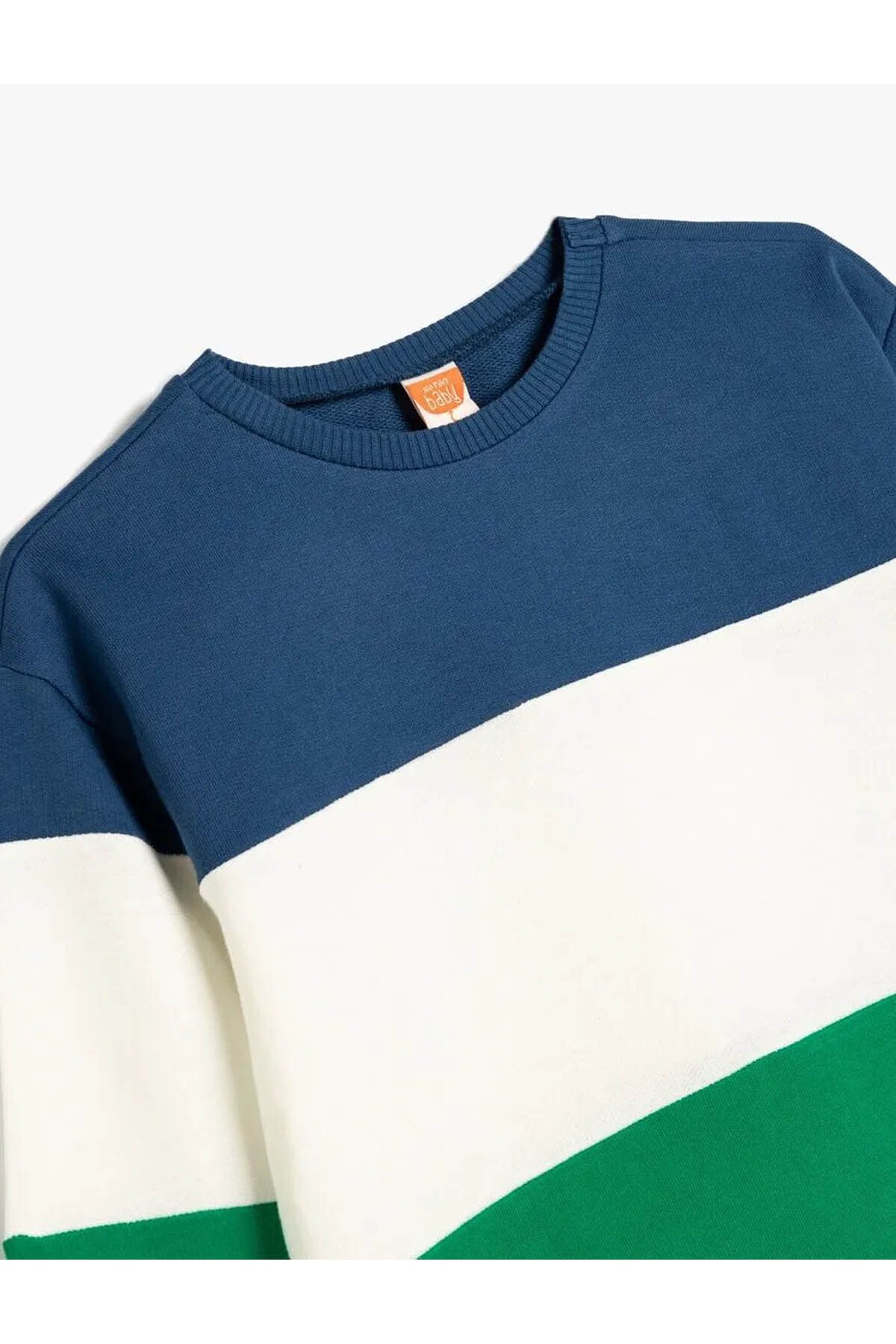 Koton-Βαμβακερό φούτερ Color Block Μακρυμάνικο Crew Neck 3