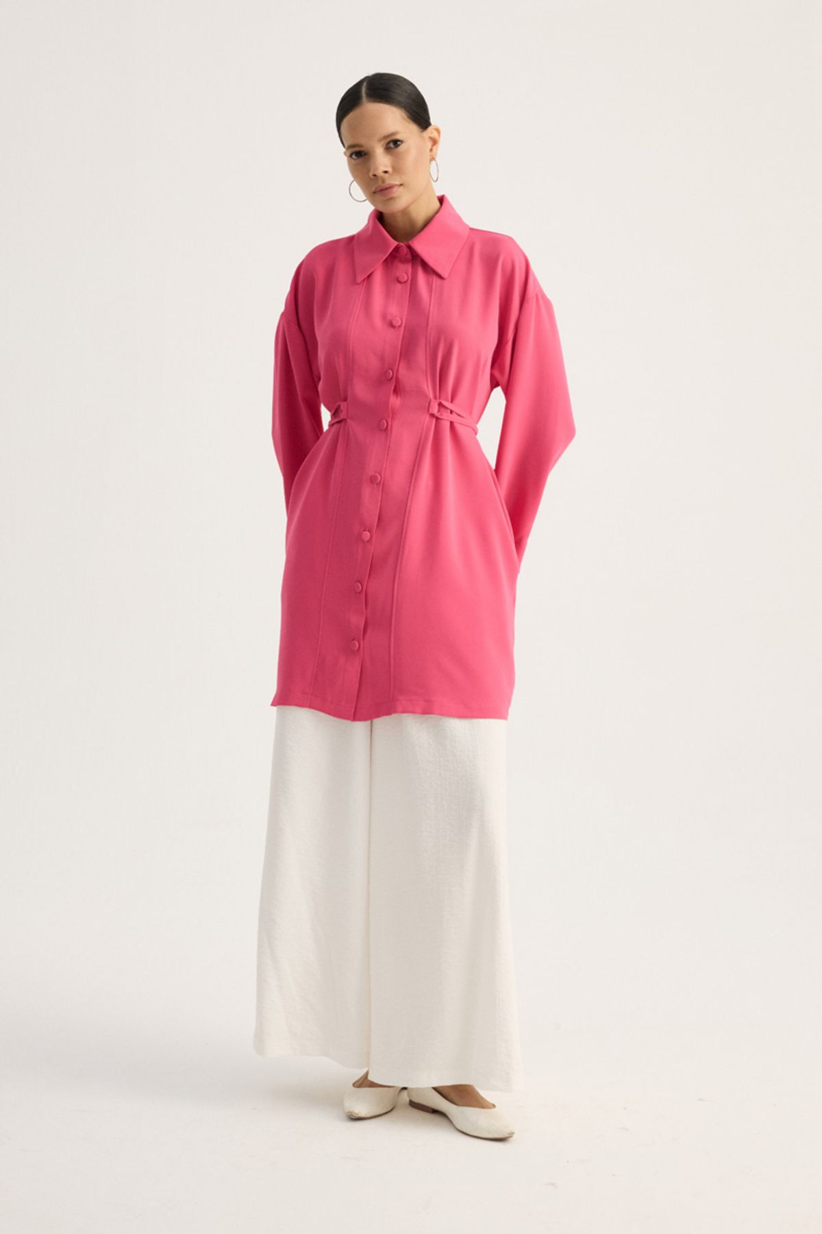 ZÜLAYS-Fuchsia Shirt Collar Tunic 5