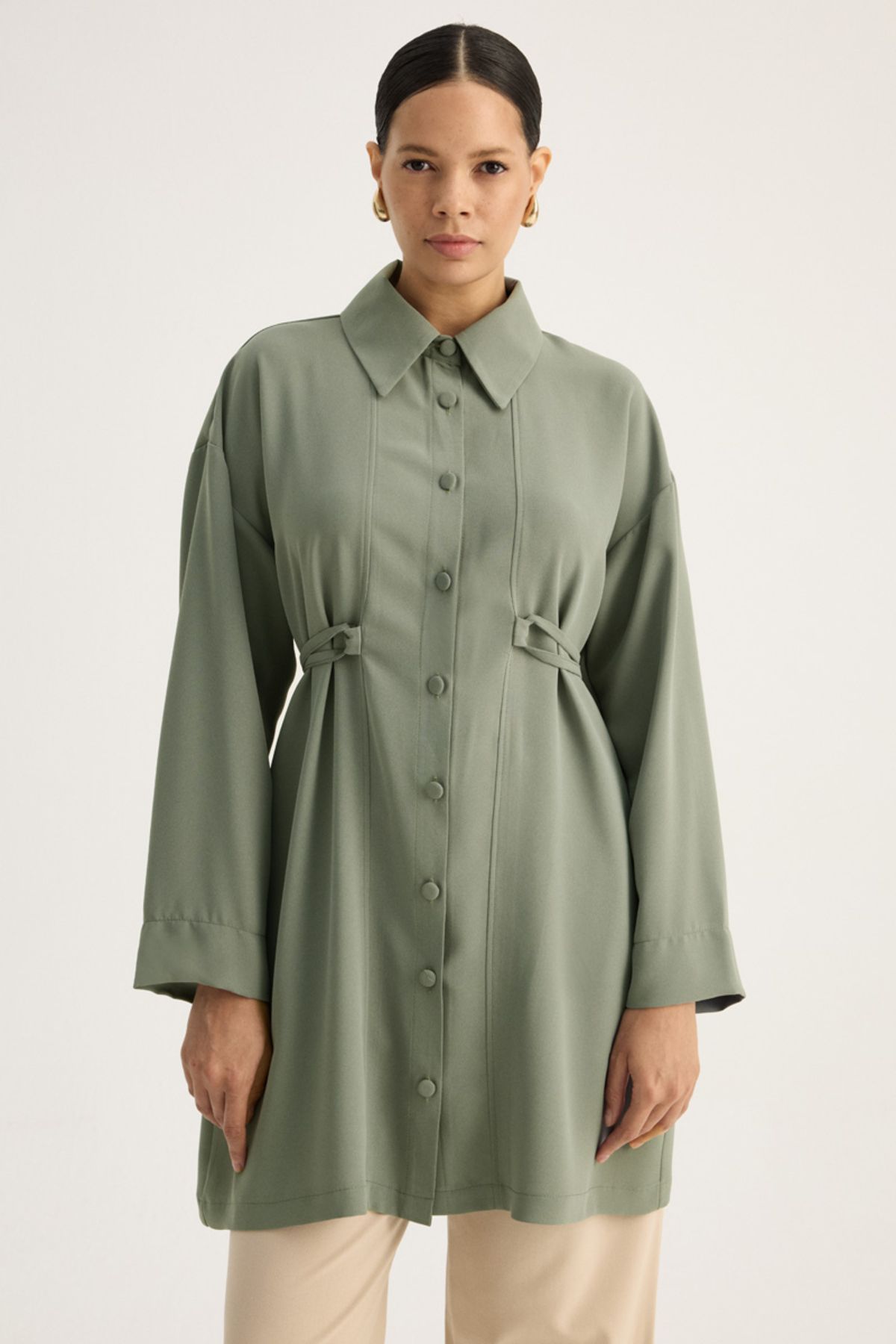 ZÜLAYS-Shirt - Collar Tunic, Dark Mint Tone 5