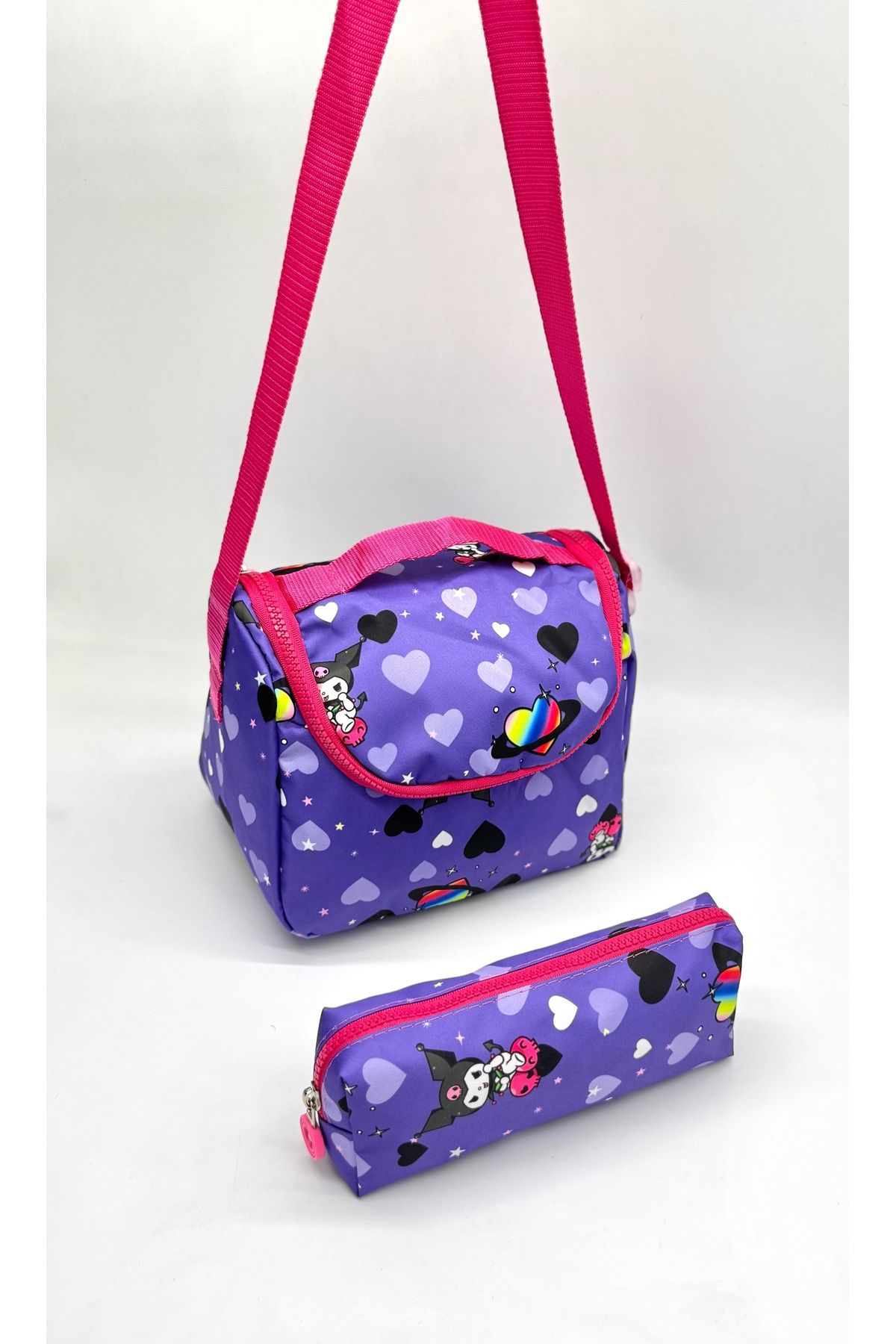 Harmela-First School Bag - Set of 3 Purple Character Pattern, for Girl 6