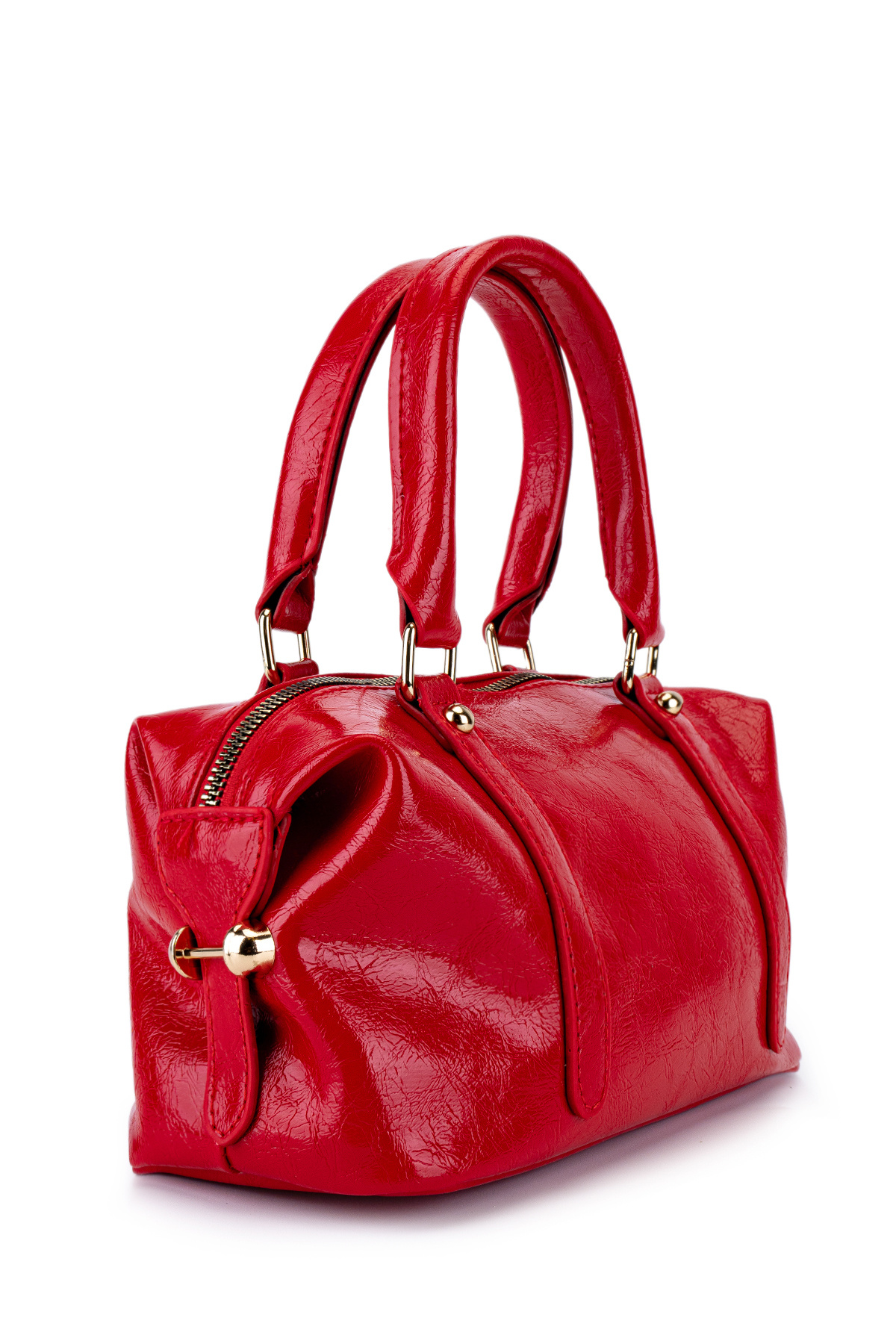 minebag-Vanessa Red Patent Leather Faux Leather Crossbody Bag 4