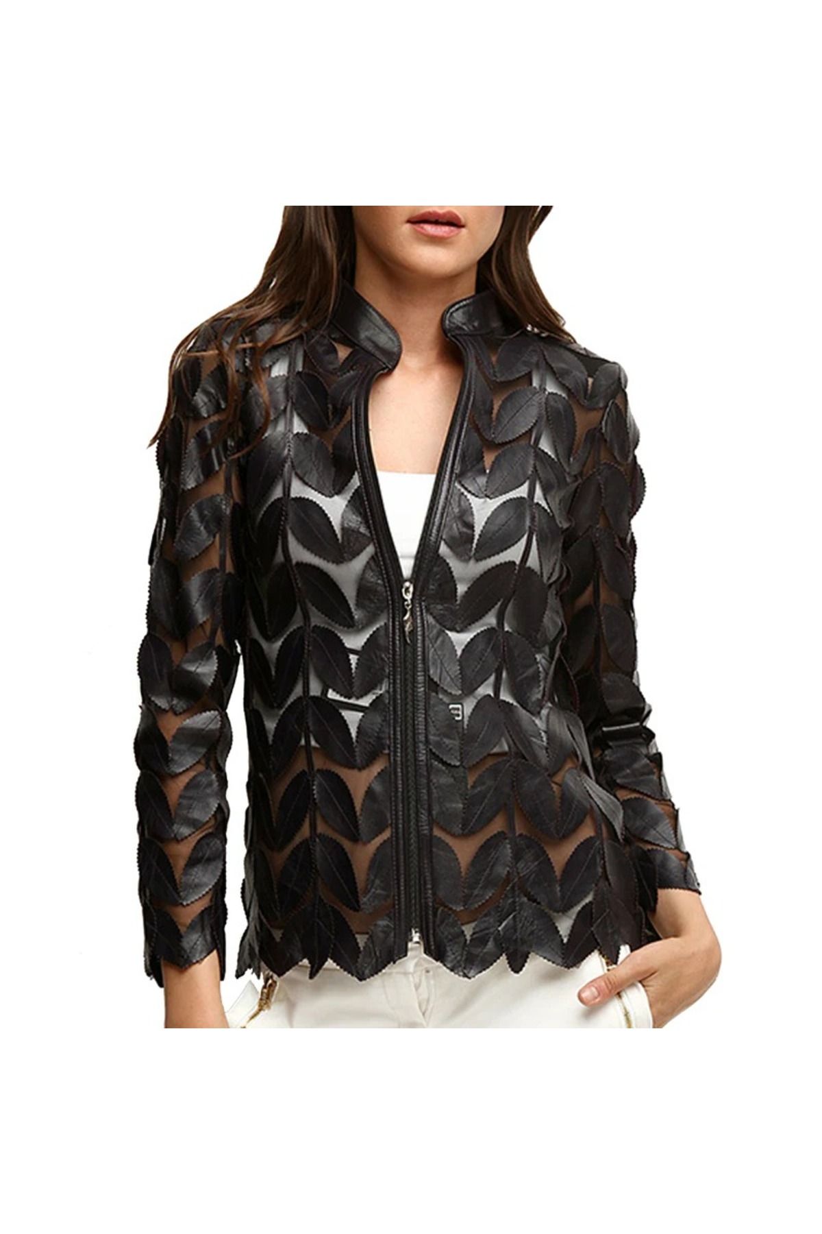 solena sln-Women's Real Lambskin Design Leather Jacket 3