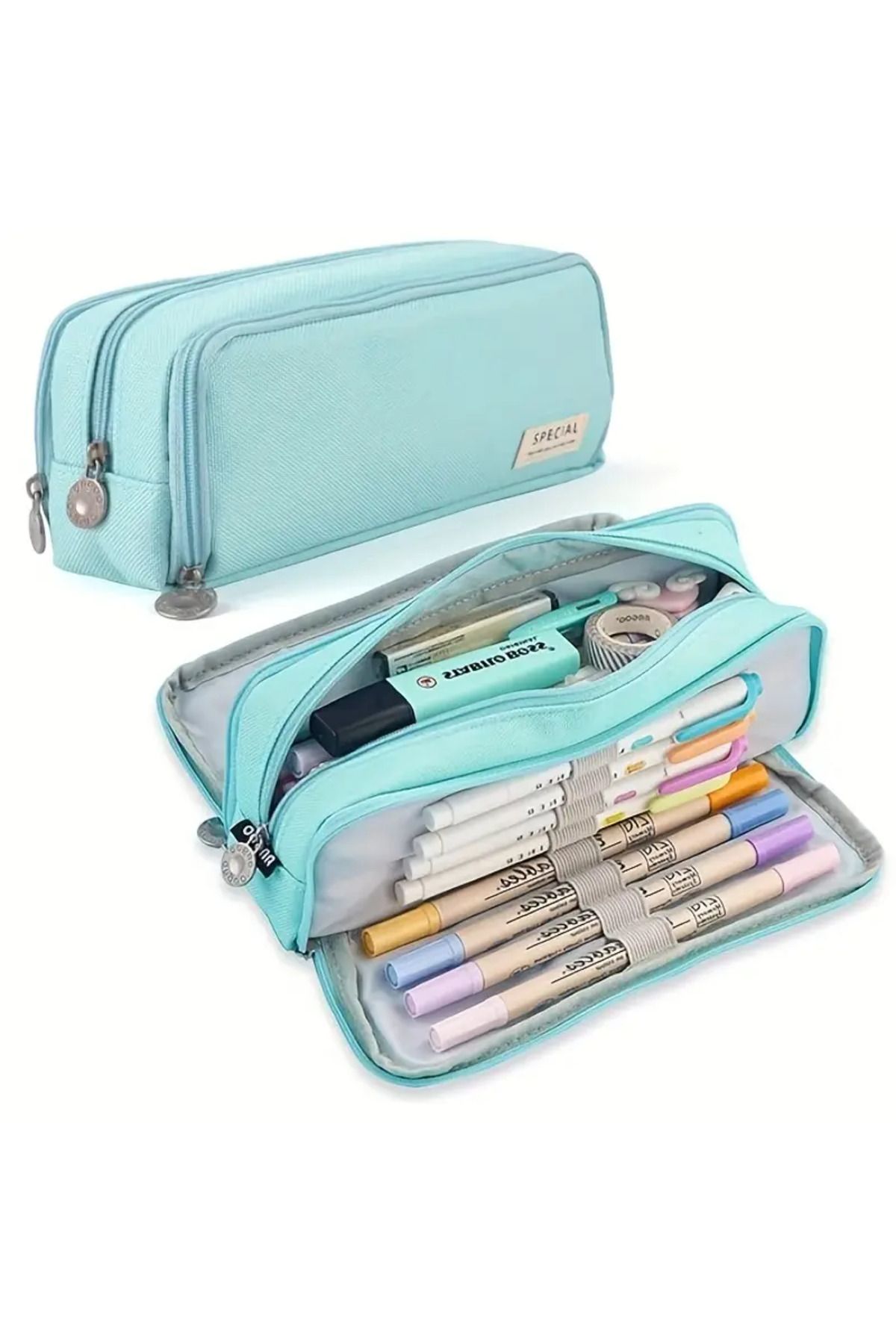 bundle island-3 Compartments Large Capacity Pencil/Make up Case Ad157 1