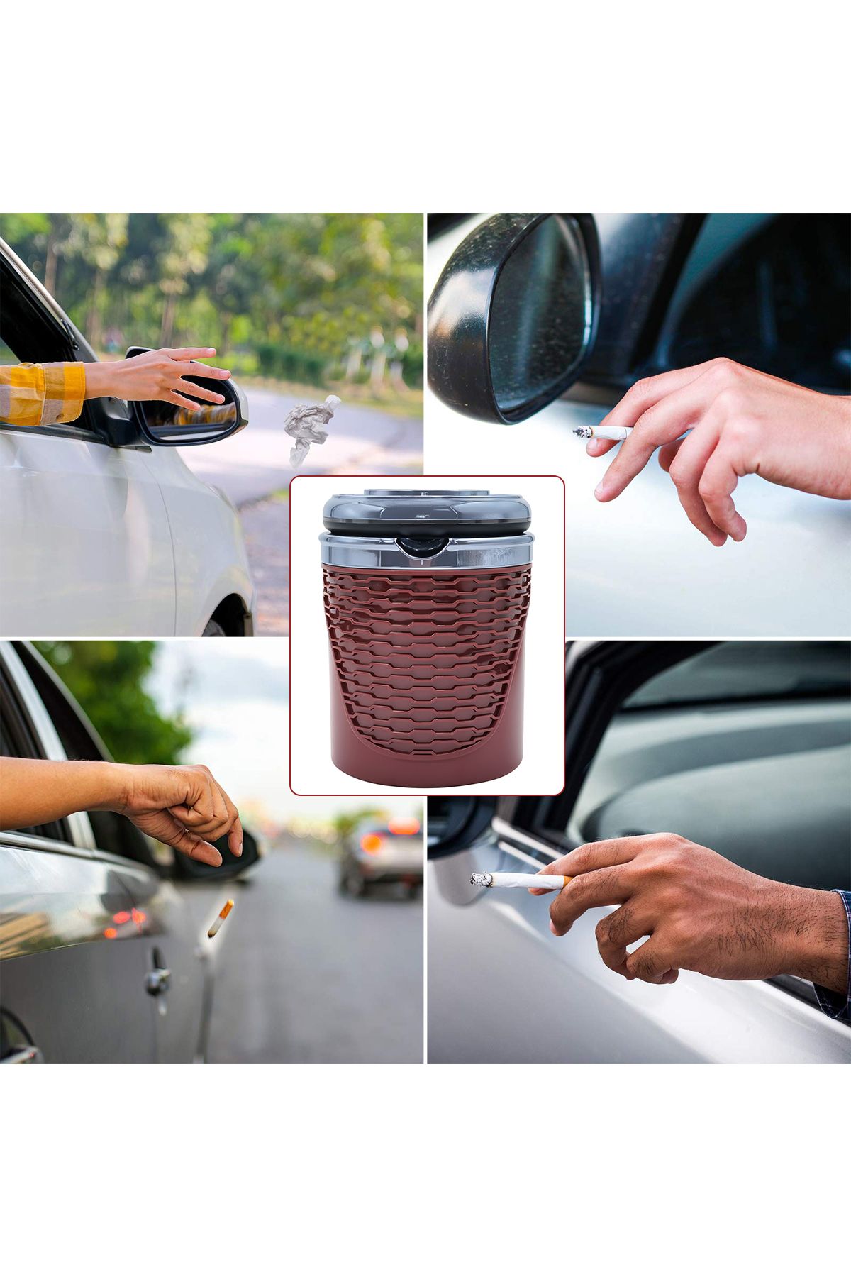 Generic-Car Ashtray With Led Light And High-temperature Resistant Stainless Steel Design Maroon 7