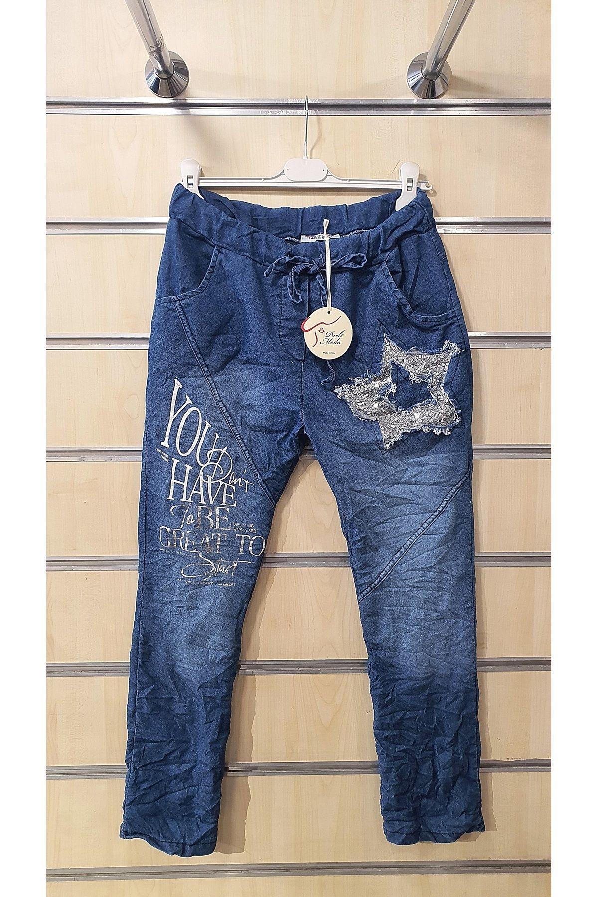 Park Moda-Star Sequin Written Jeans 1