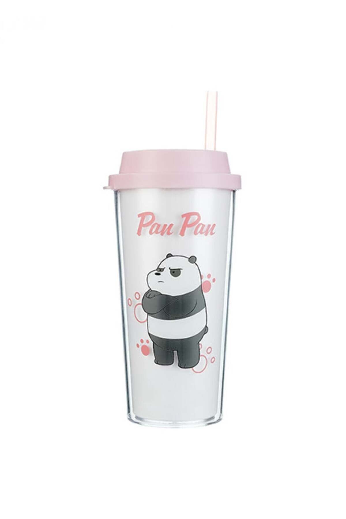 Miniso-Bottle with straw - 550 ml from the three bears - Panda 1