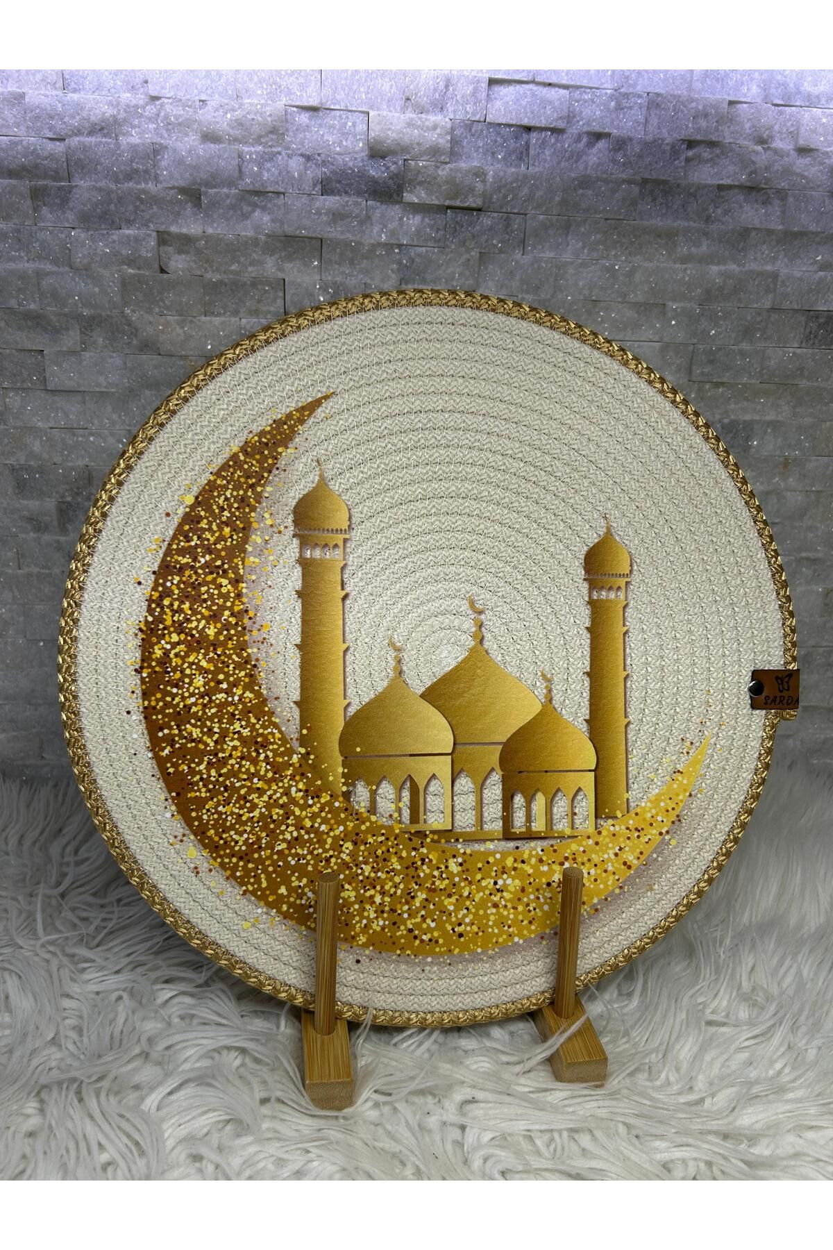 Sarda Design-Ramadan Themed Printed Water Plate American Service 2 Pieces Water Plate 33Cmx33Cm 5