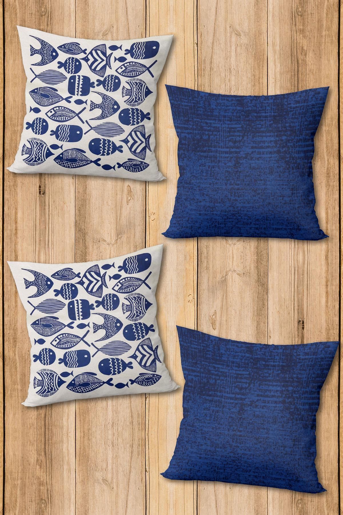 Doruklar Home Collection-Modern Pattern 4 Pcs Set of Cases of Bright Velvet Fabric after Contamination 1