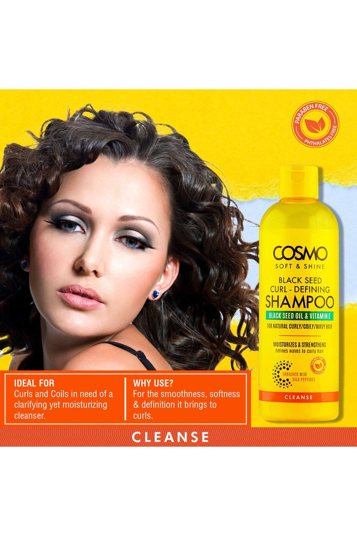 Cosmo-Soft & Shine Black Seed Curl Defining Shampoo 480ml, Black Seed Oil & Vitamin E 2