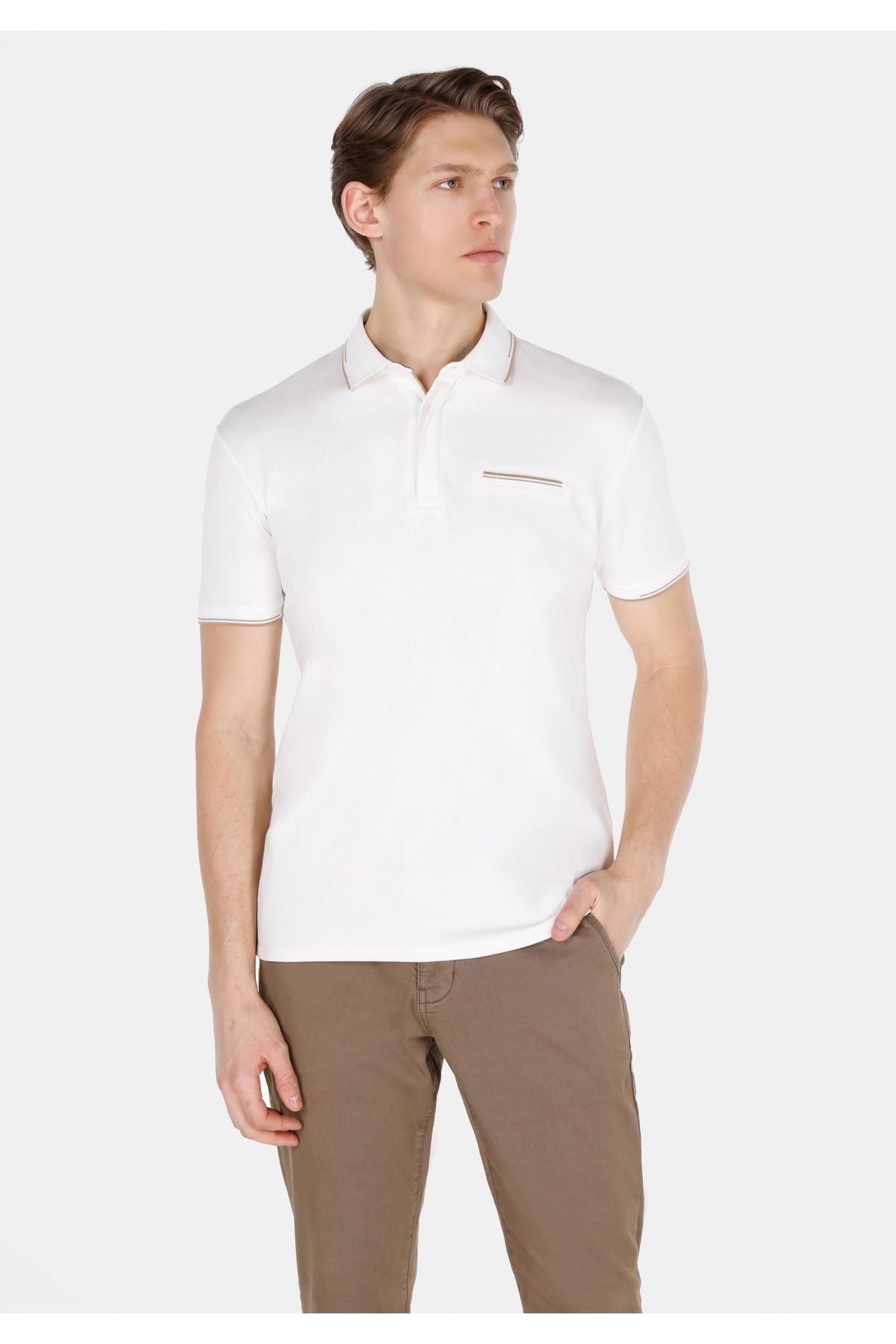 Colin's-Slim Fit Polo Neck Plain Men's White Short Sleeve T-Shirt Cl 1073964 1