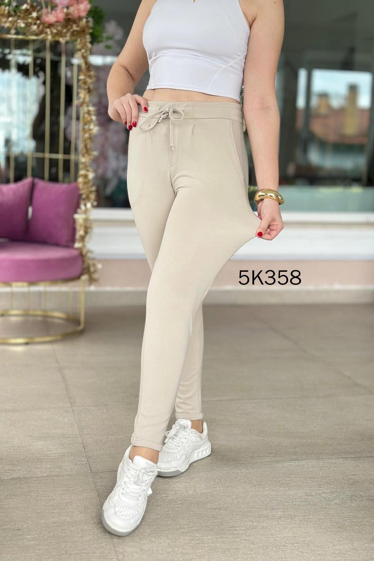 İnce Topuk-2 Thread Steel Knitted Double Leg Trousers 5K358 2