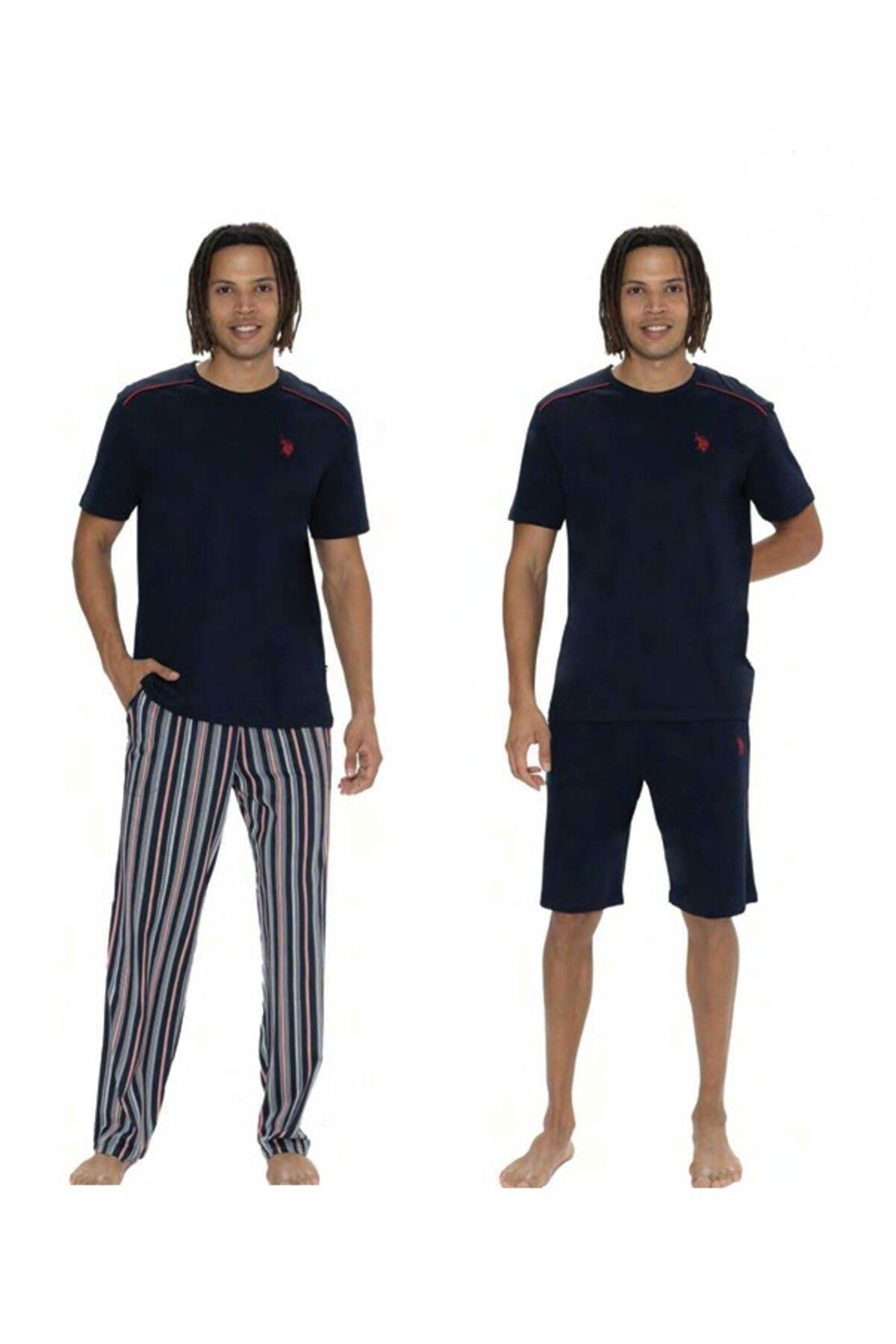 U.S. Polo Assn.-U.S. Polo Assn. Men's 100% Cotton 3-Piece Striped Pajama Set 1