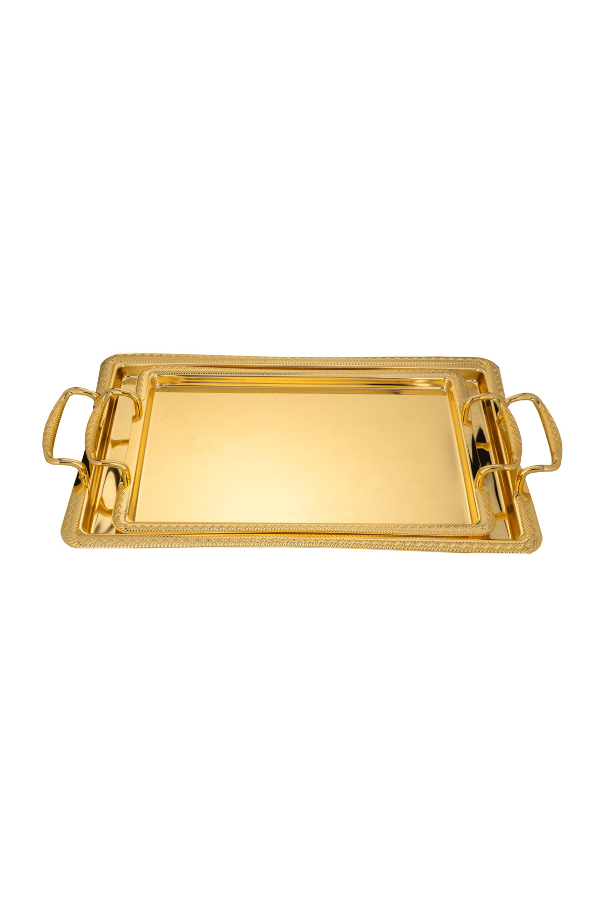 ALSAIF-2-pieces Serving Tray Set, Modern And Elegant Design That Adds Touch To Any Space, Gold 2