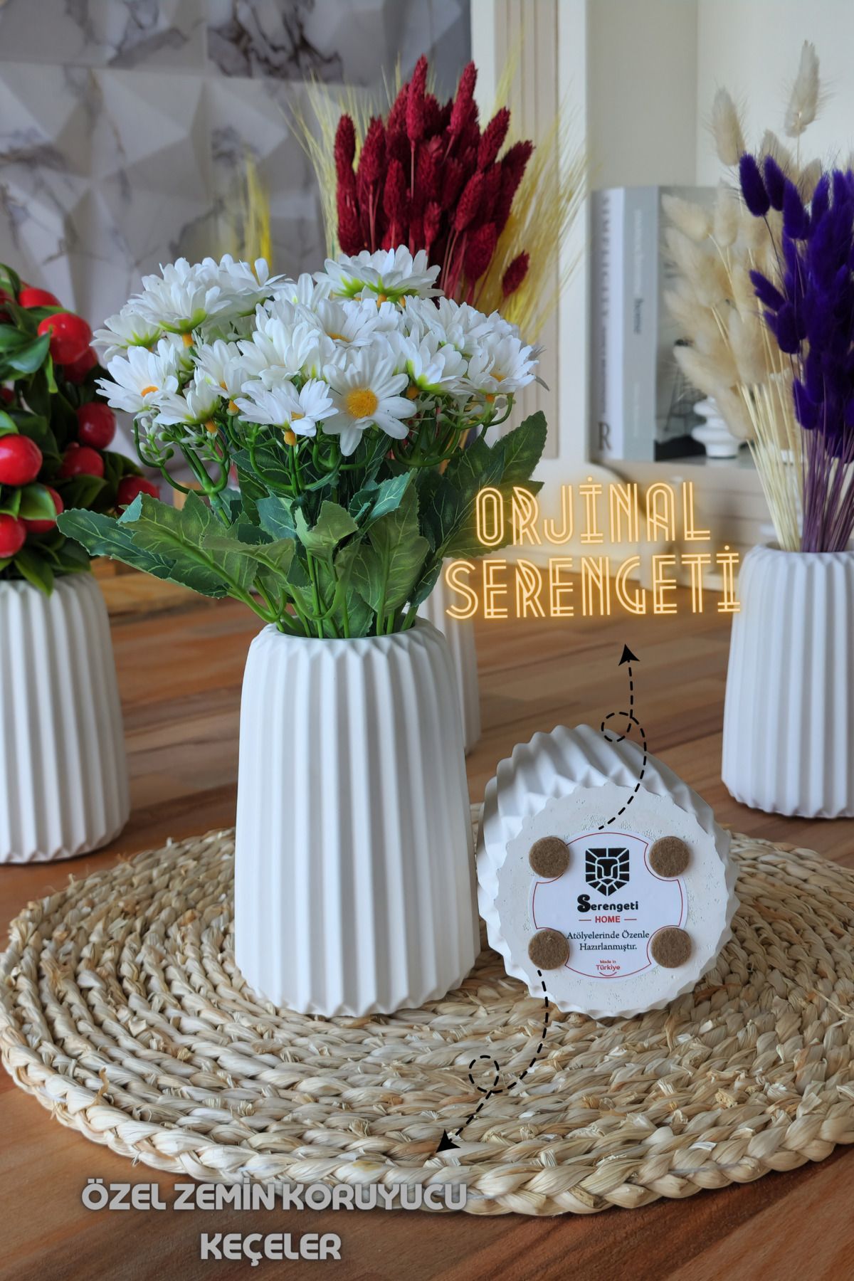 SERENGETİ HOME-Handmade Scandinavian Style Decorative Vase, Mini Concrete Vase, Simple and Stylish Design 5