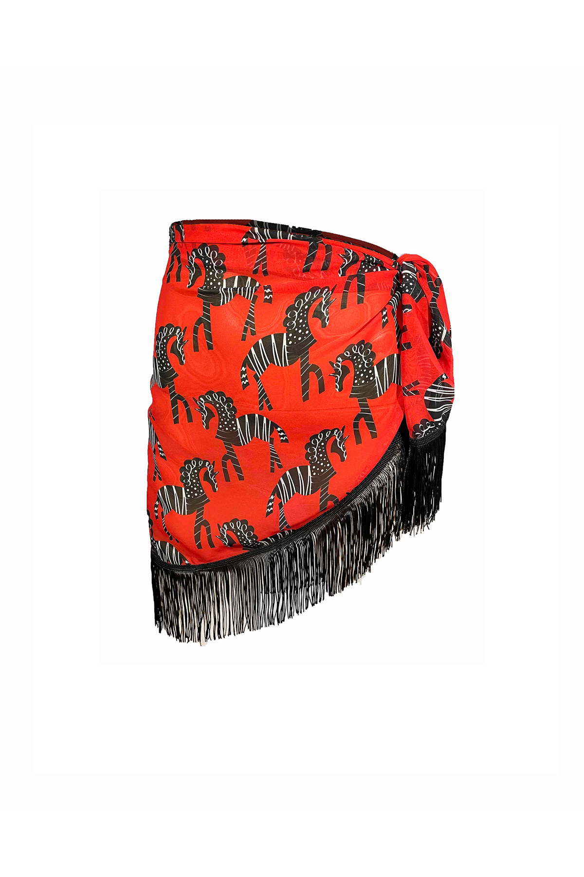 Bolder Amore Püsküllü Kırmızı Zebra Pareo