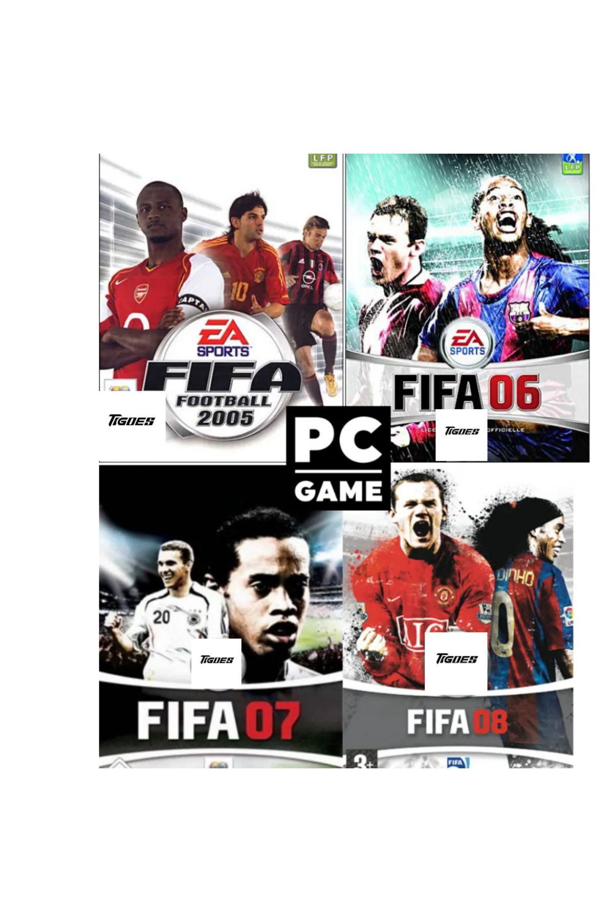 Tigdes Pc game Windows Uyumlu Fifa football 05-06-07-08 Efsane 4 Seri Bir Arada Bilgisayar Oyunu