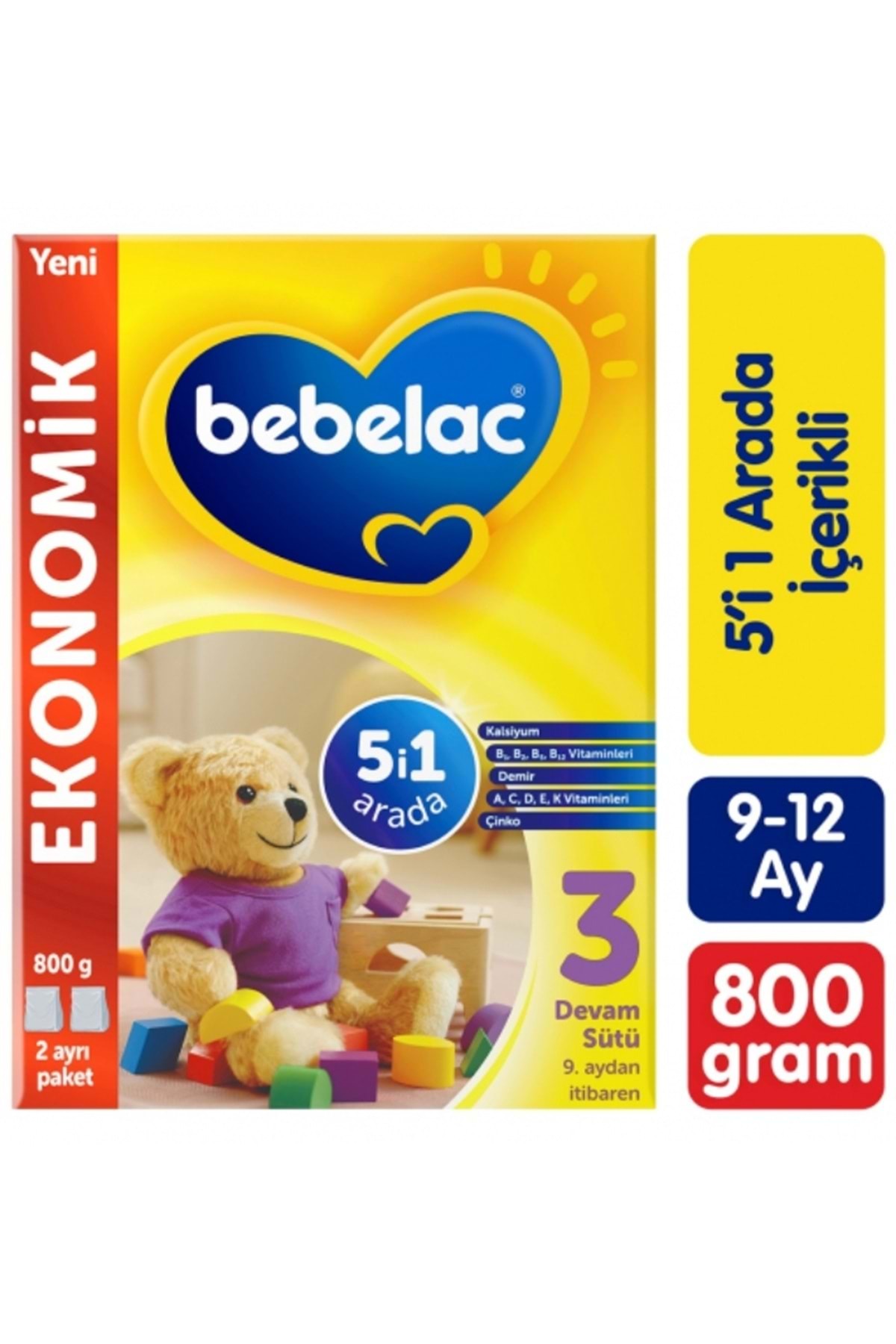 Bebelac 800gr No:3 Devam Sütü (9-12 AY) (3 LÜ SET) fotoğrafı 3 (önizleme)