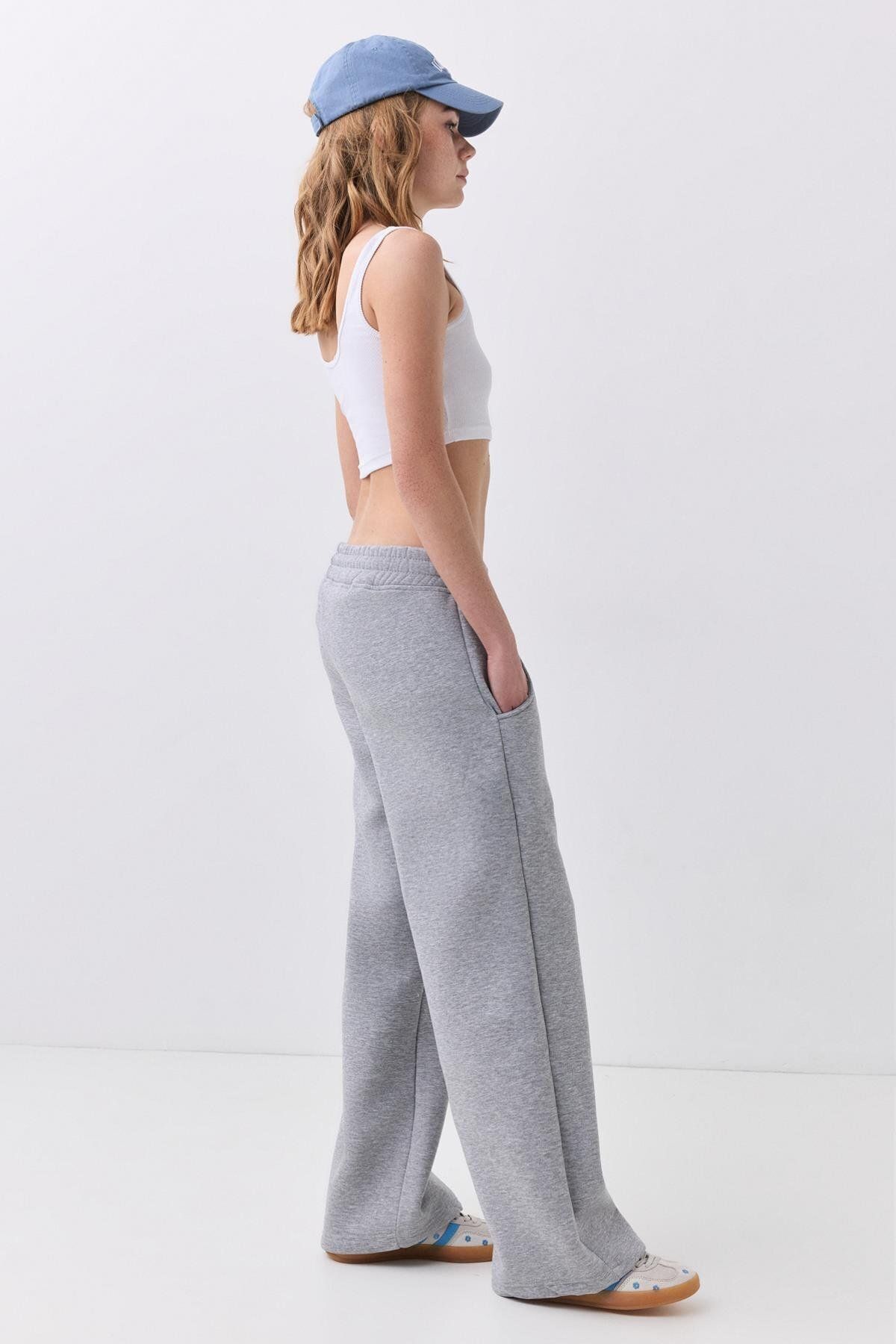 Trendiz-Gray Melange Women's Sweatpants - Wide Leg 4031 5