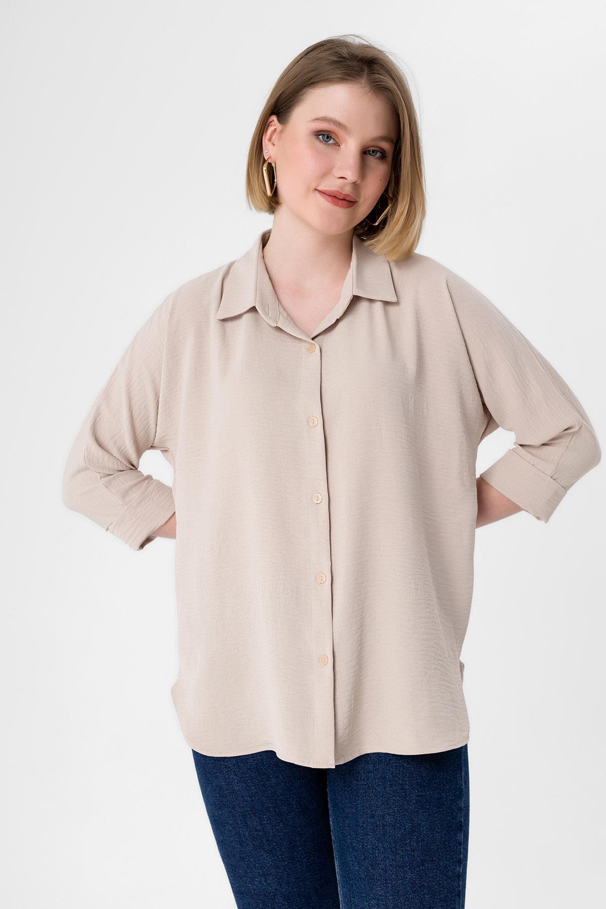 ŞİMAL-Women's Elbow Sleeve Ayrobin Shirt 250191   - 4