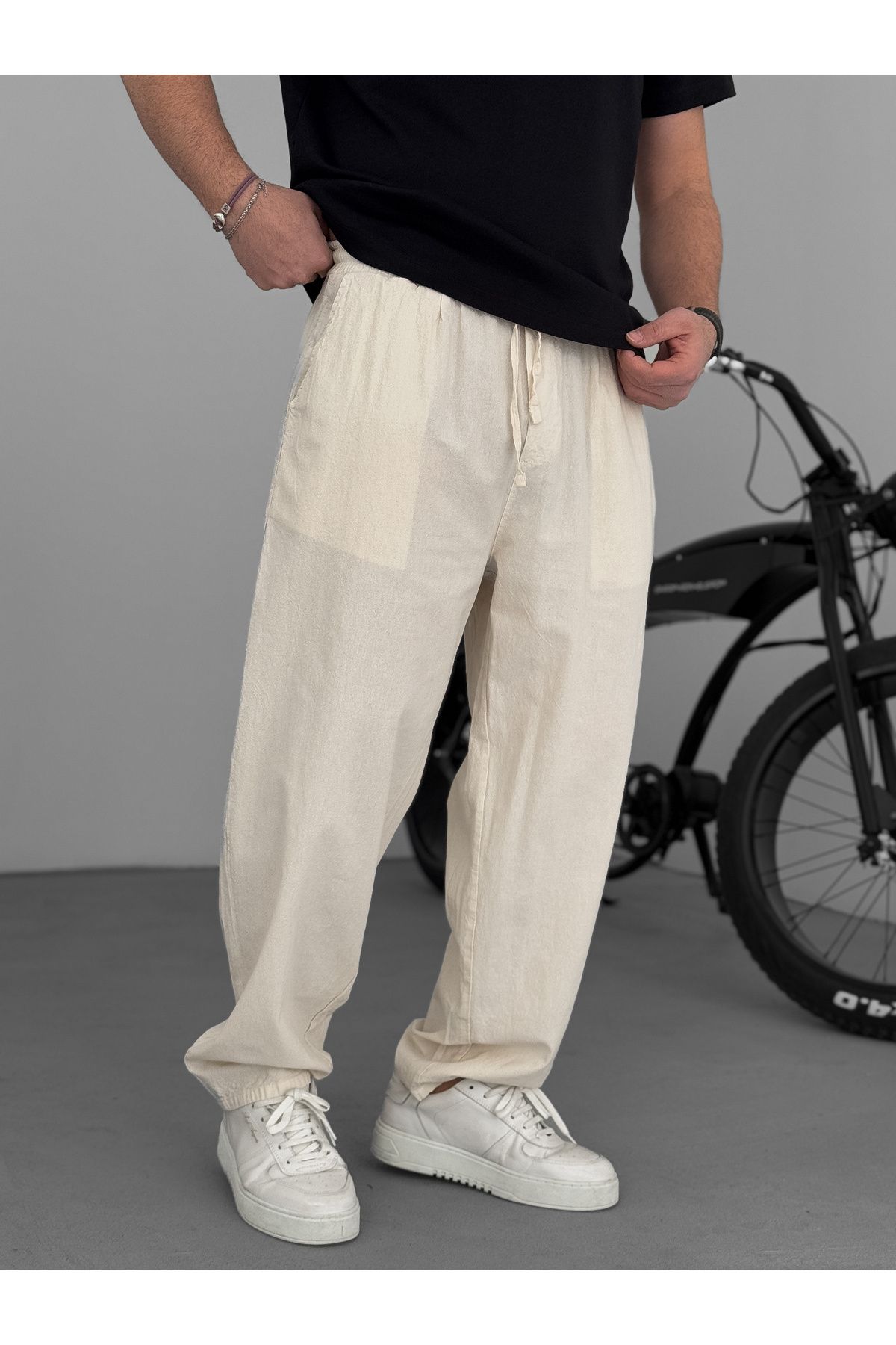 BYBASICMAN-Beige Fresh Fabric Basic Trousers Yp-5003 3