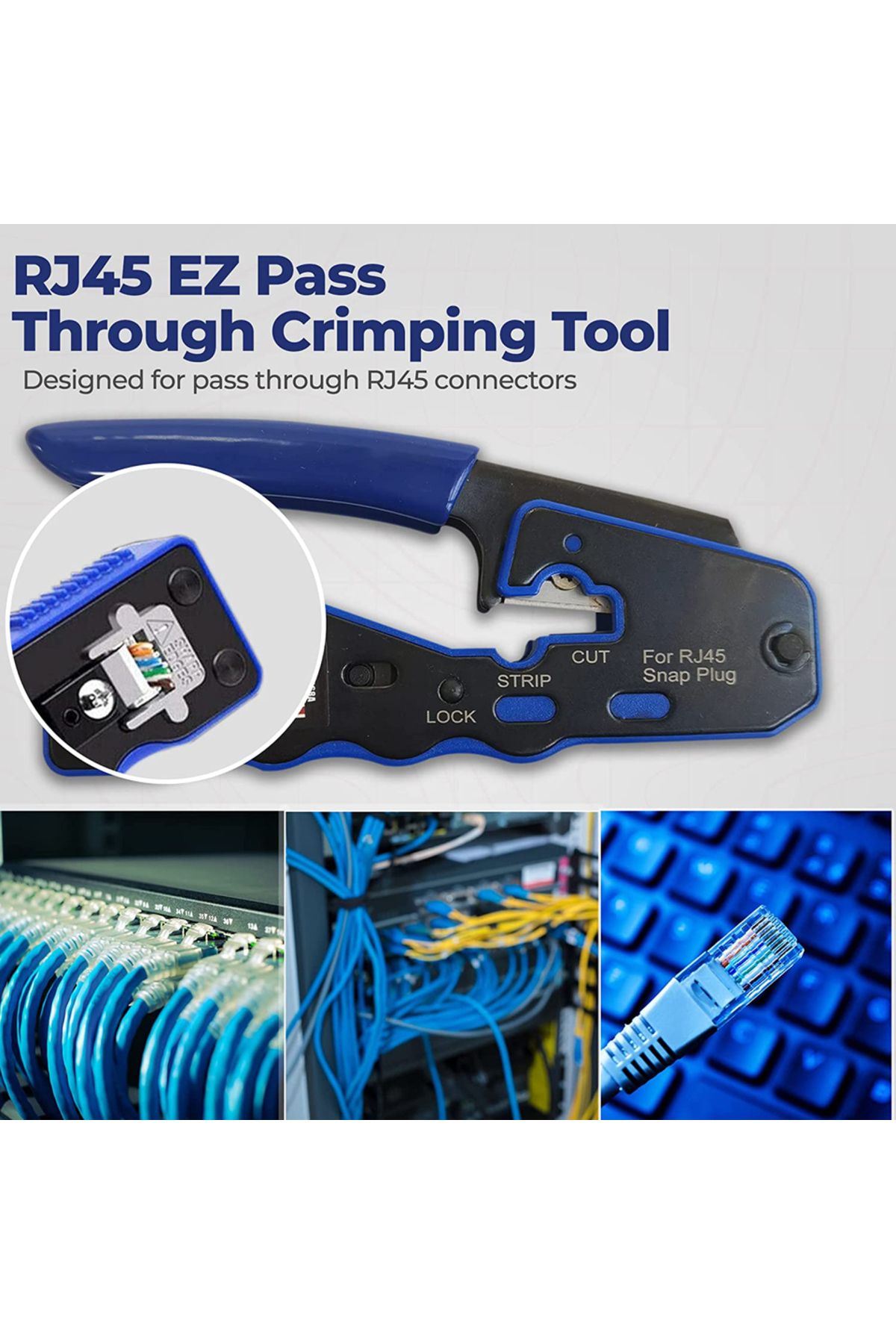 ZoeRax-أداة العقص RJ45 تمر عبر أداة العقص لـ Cat6a Cat6 Cat5 8P8C موصل معياري Eth... 3