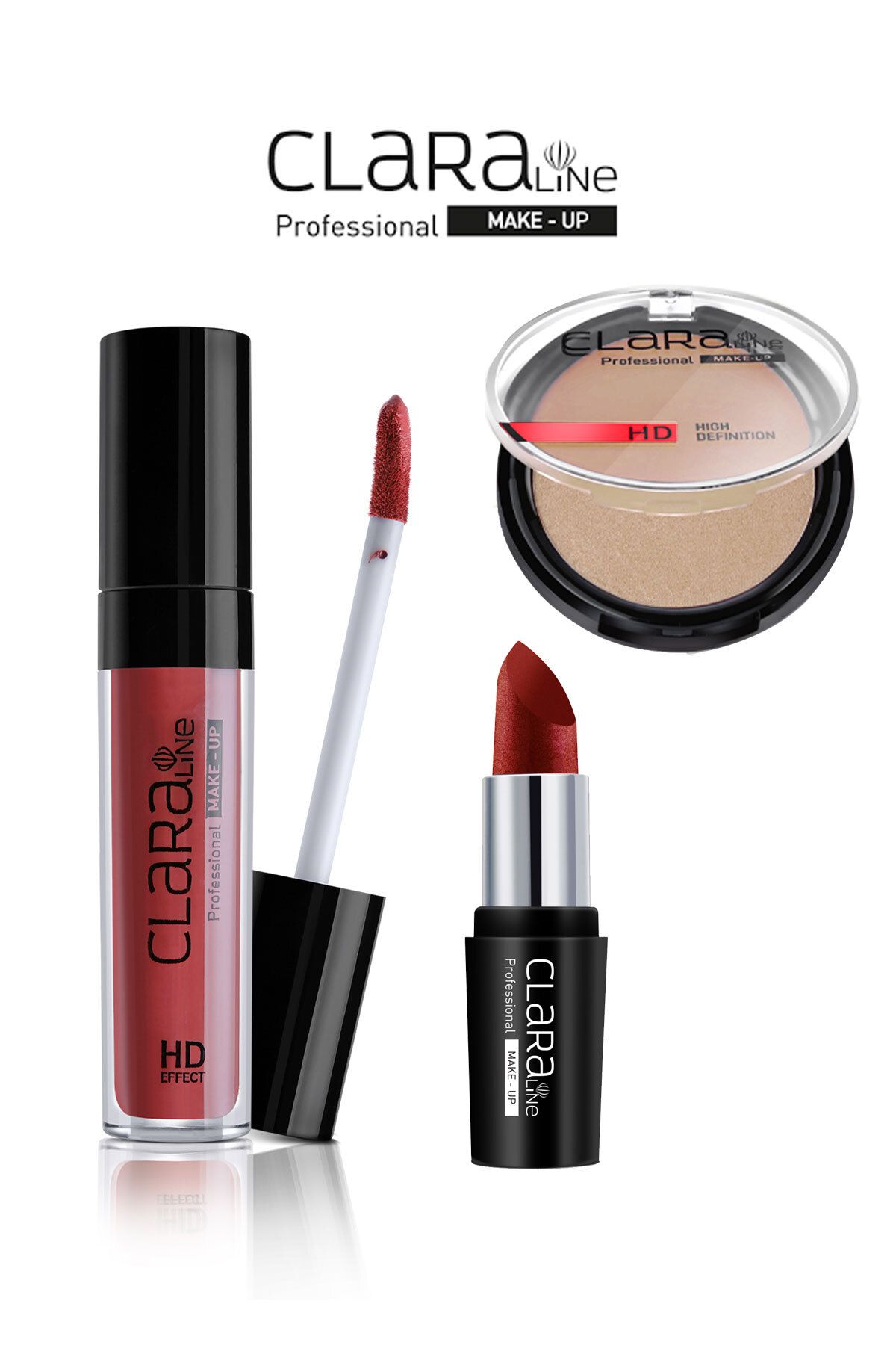 Clara Fuchsia Fantasy Clara Line Lipcream Matte 416+hilighter 321+ruj 524 - One Size