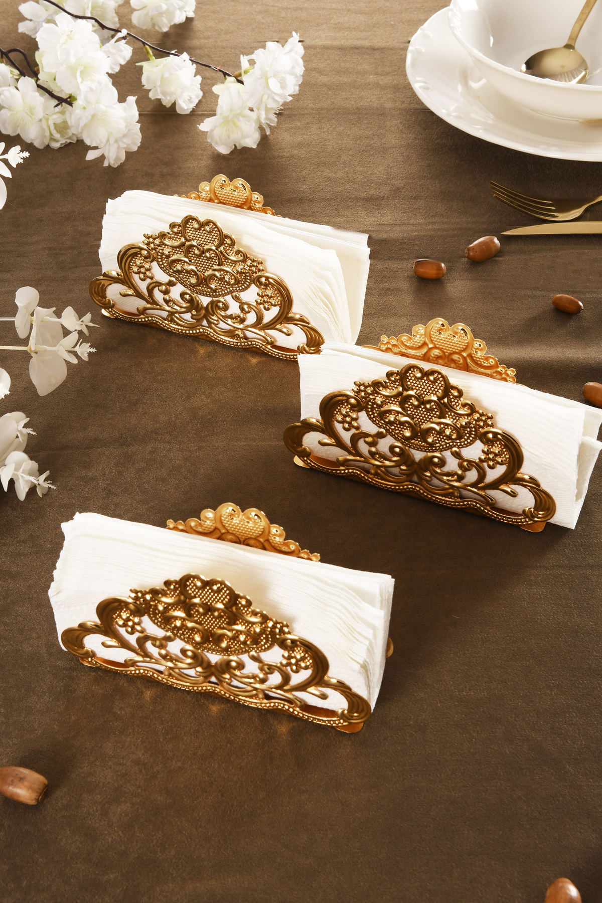 Joven Luxury Napkin Holder 3 Piece Set Gold