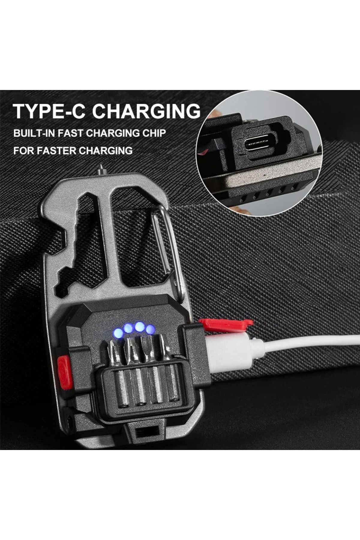 Choice-W5138 black COB Keychain Work Light with Battery Display 8Mode Rechargeable High Lumens Portable LED 5