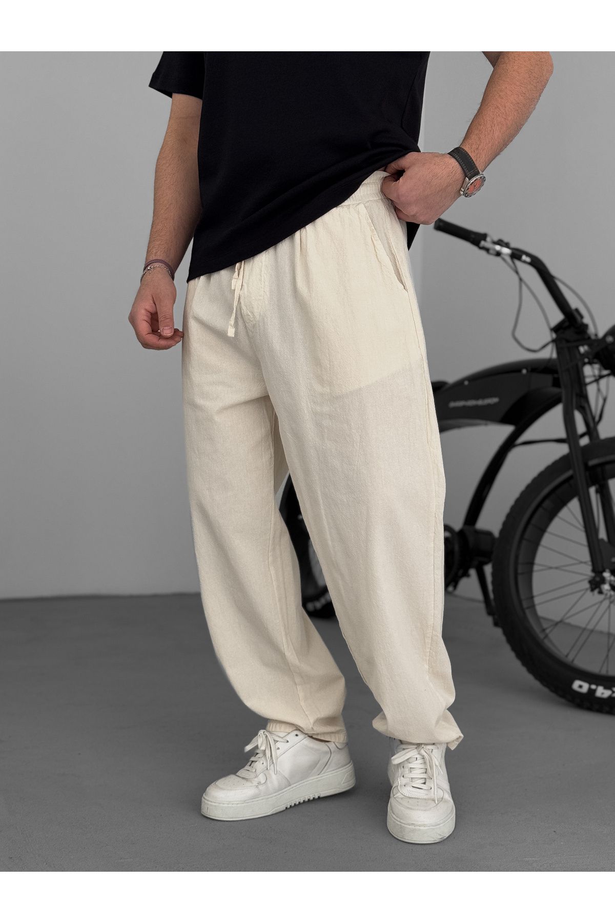 BYBASICMAN-Beige Fresh Fabric Basic Trousers Yp-5003 2