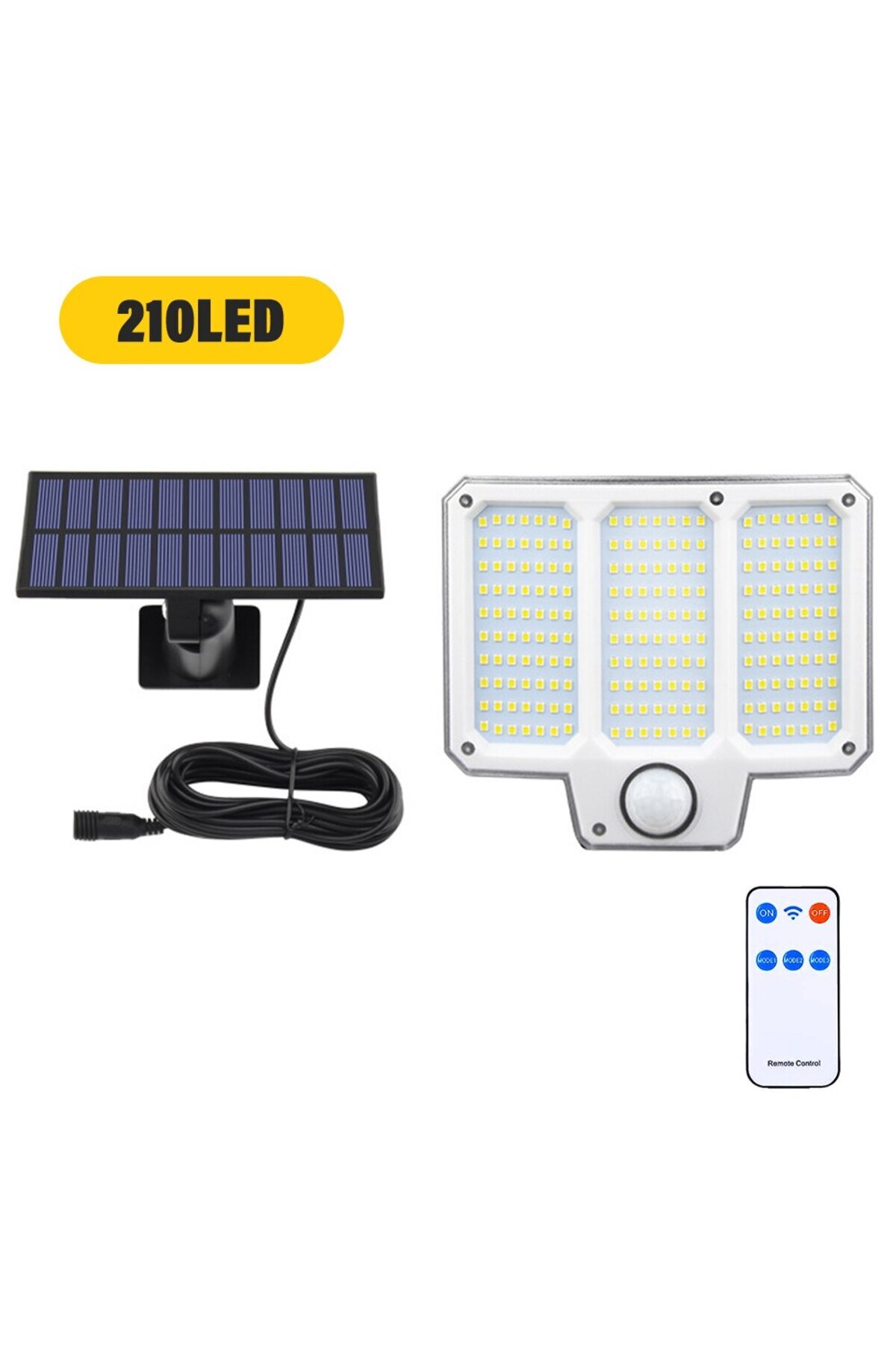 Choice-210LED 153LED مصباح حائطي يعمل بالطاقة الشمسية خارجي مع مستشعر حركة وجهاز تحكم عن بعد و3 أوضاع إضاءة أمان IP65 1