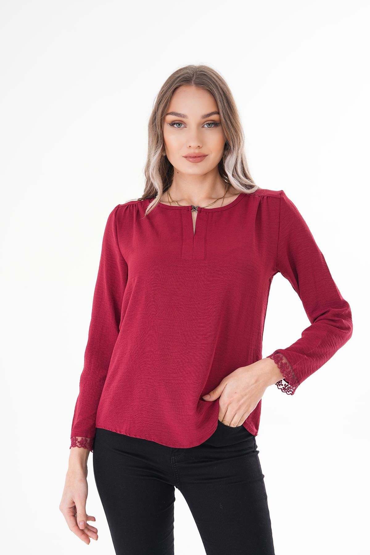 ŞİMAL-Women's Sleeve Tip Lace Detailed Blouse 250193   - 1