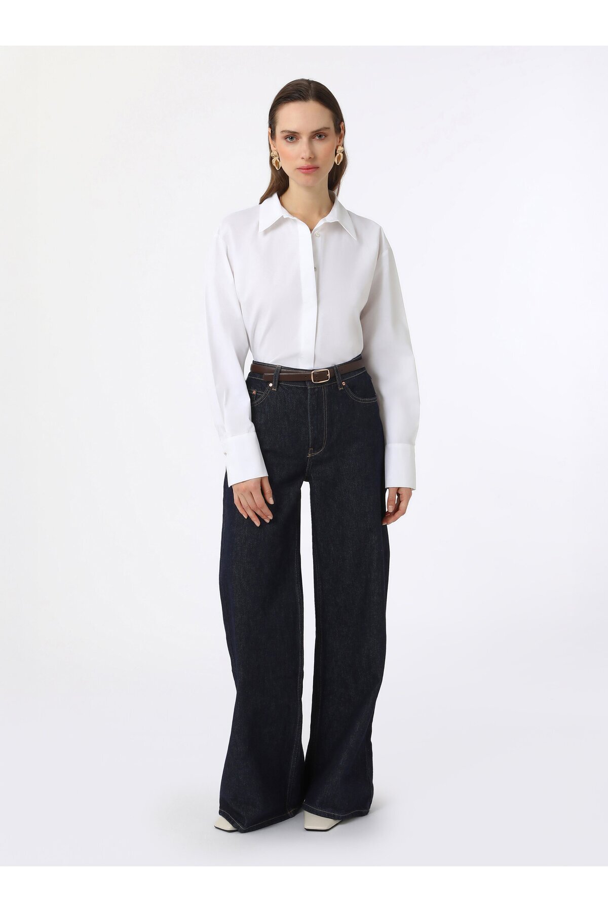 Benin-Wide Cuff Poplin Shirt - White - Benin 5