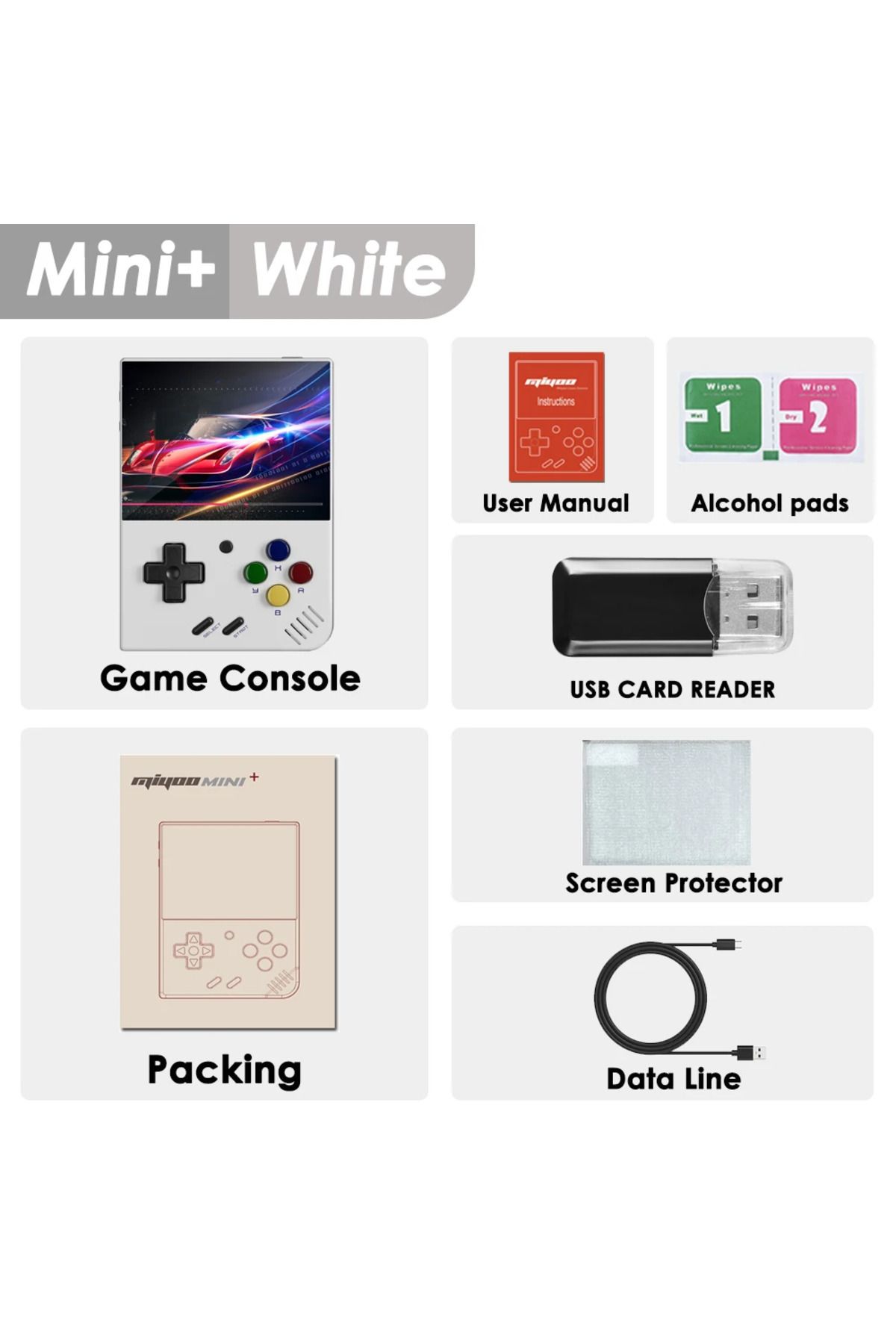 MIYOO-64G(15K Games) White MIYOO Mini Plus Portable Retro Handheld Game Console V2 Mini+ IPS Screen Classi 1