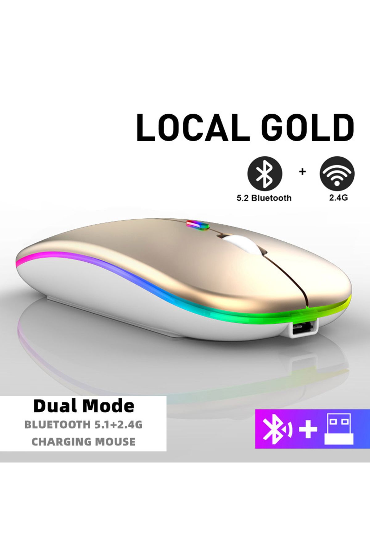 Choice-Dual Mode Wireless Tablet Phone Computer Bluetooth Wireless Mouse Rechargeable RGB Backlight Mice fo 1