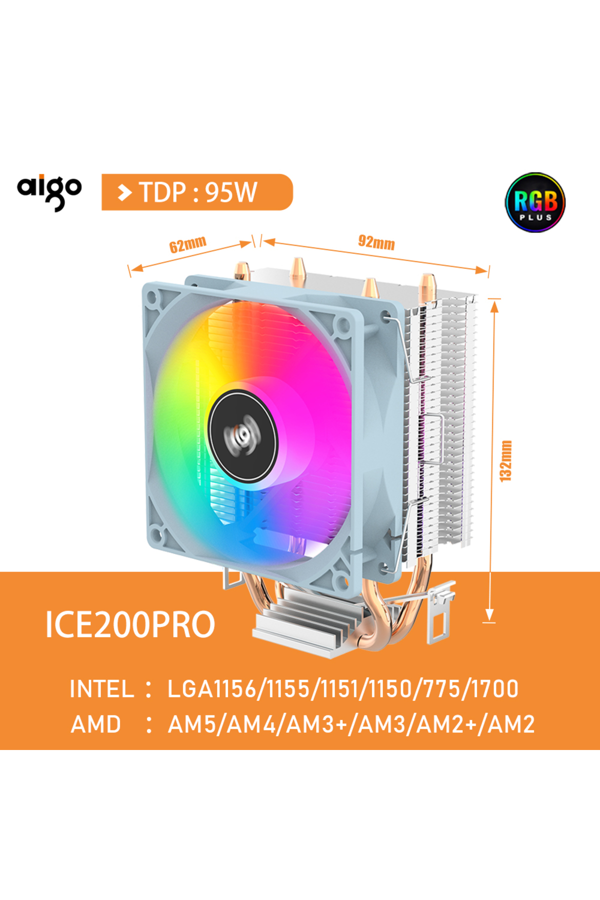 Choice Fixed Color WHITE ICE200PRO Aigo ICE200PRO Air CPU Cooler 2 ...