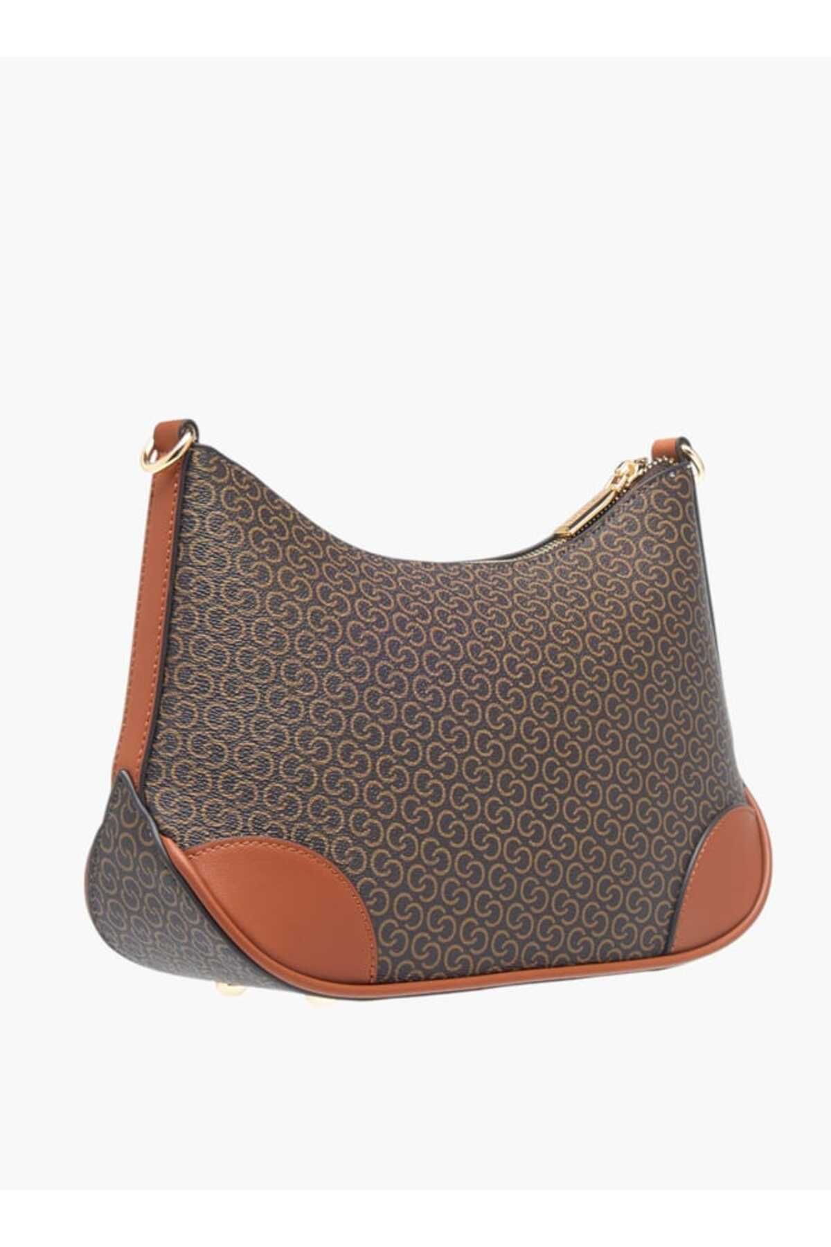 Celeste-All-Over Monogram Print Shoulder Bag with Detachable Strap and Zip Closure 4