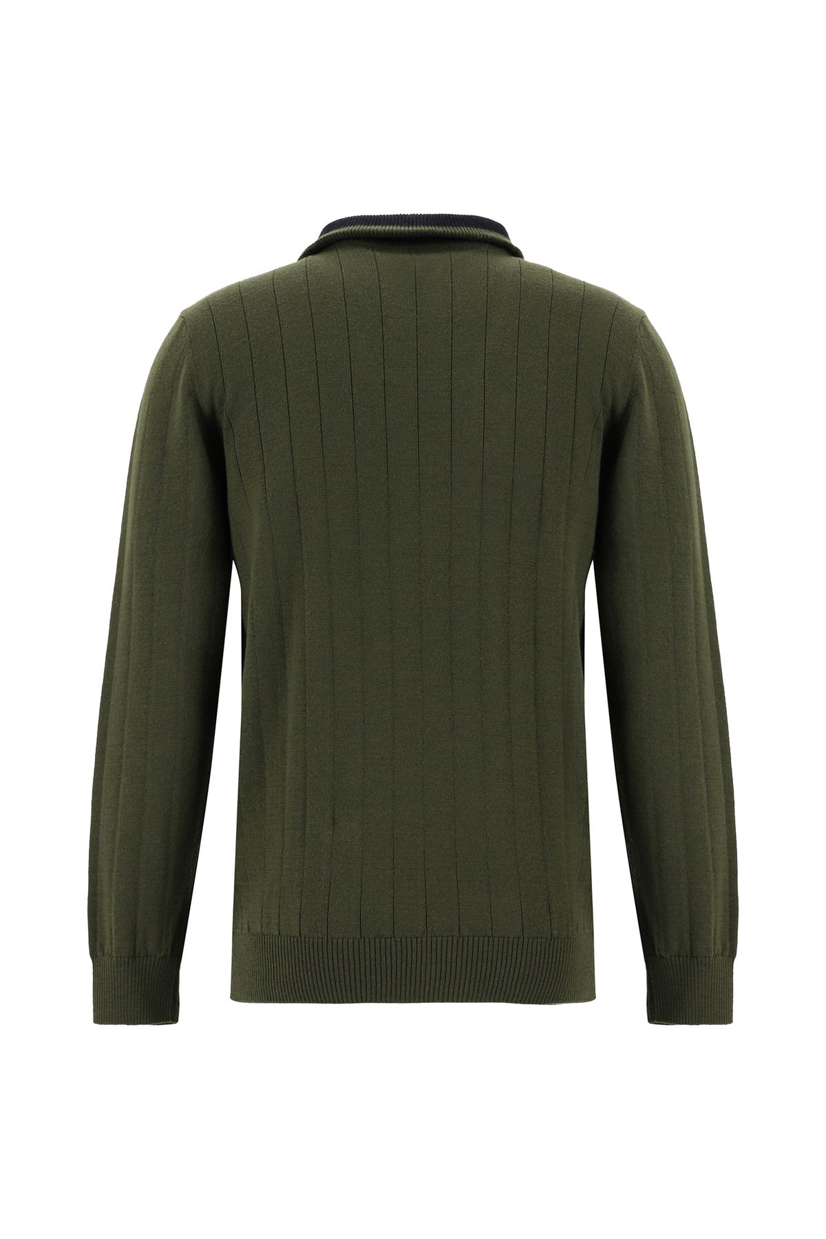 Abdullah Kiğılı-Patterned Woolen Zippered Bato Collar Knitwear Sweater - Regular Fit 2