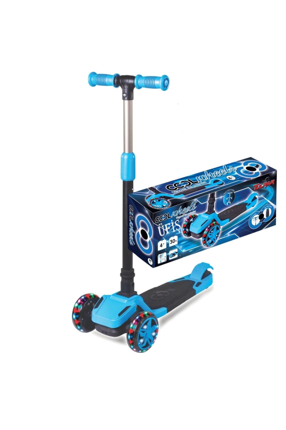 SUDESA OYUNCAK 4+ TULPARR MAVİ LED IŞIKLI TEKER SCOOTER BOY KADEME AYARLI FR59359