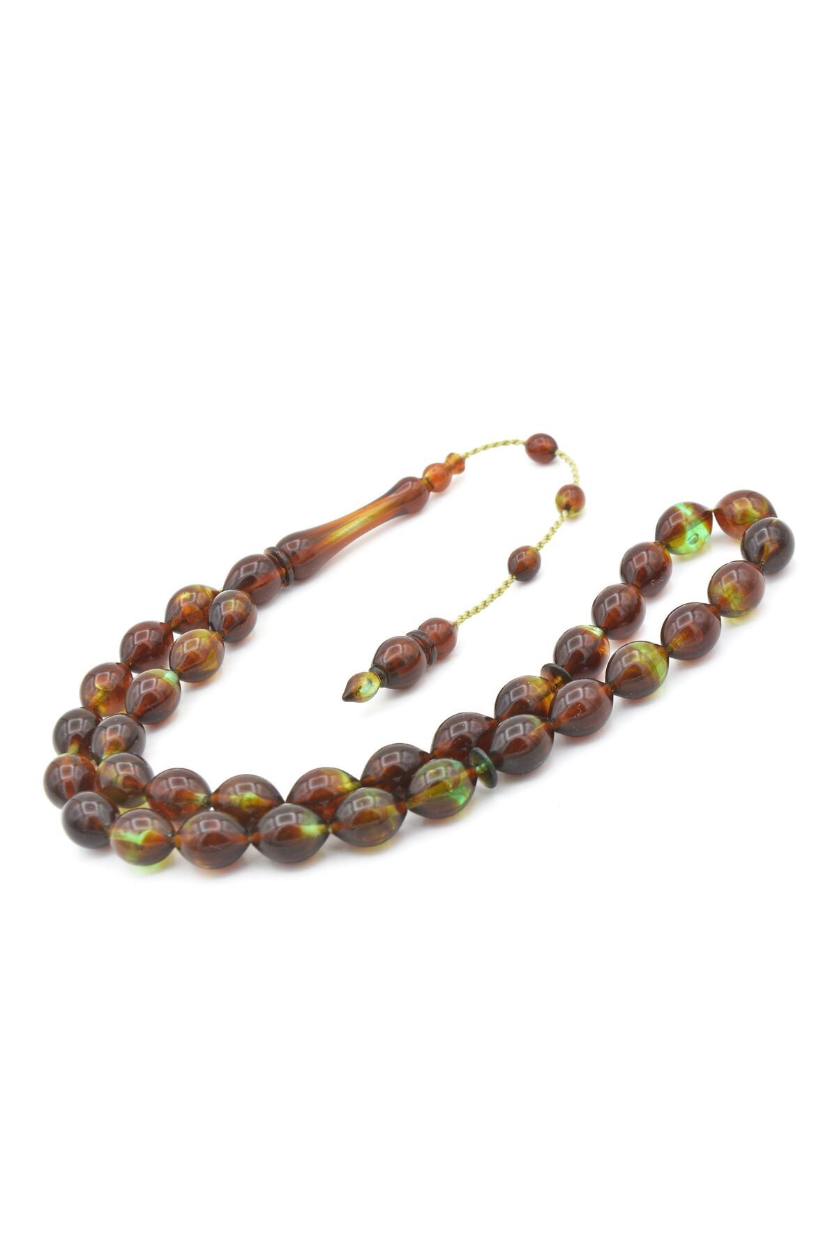 Murty99-Systemed Beyzi Cut Brown Green Powder Press Amber Prayer Beads 3